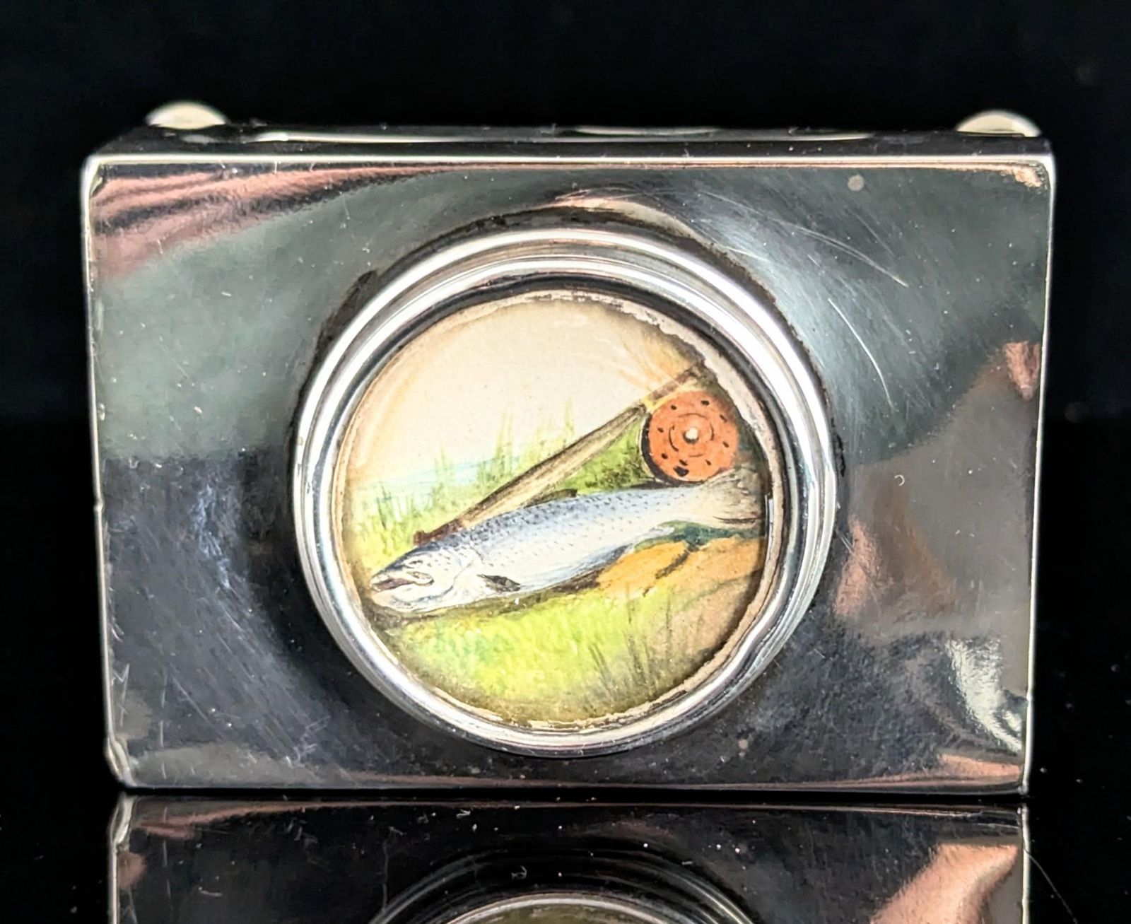 Antique Large Sterling Silver Table Vesta, Matchbook Cover photo for sale