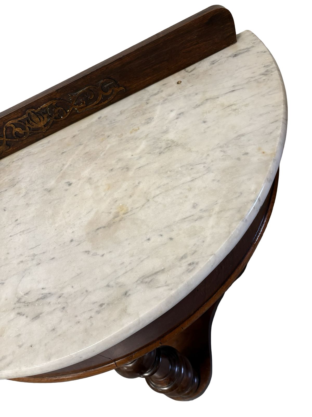 Beautiful Victorian Mahogany Marble Topped Demi Lune Table Console photo Furniture