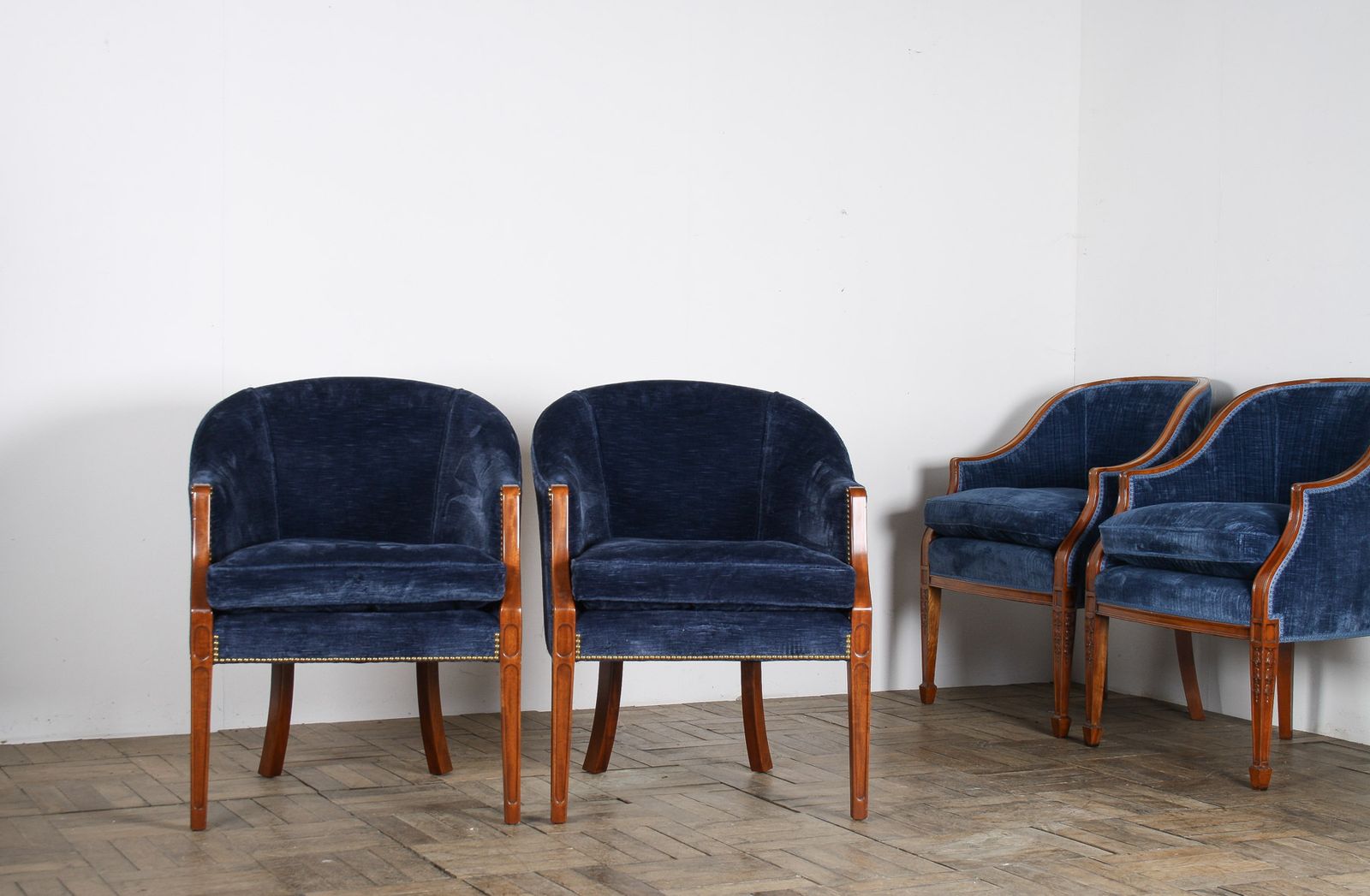 photo buy A Pair Of Arthur Brett Tub Chairs In Navy Blue 1980s – Fine English Furniture