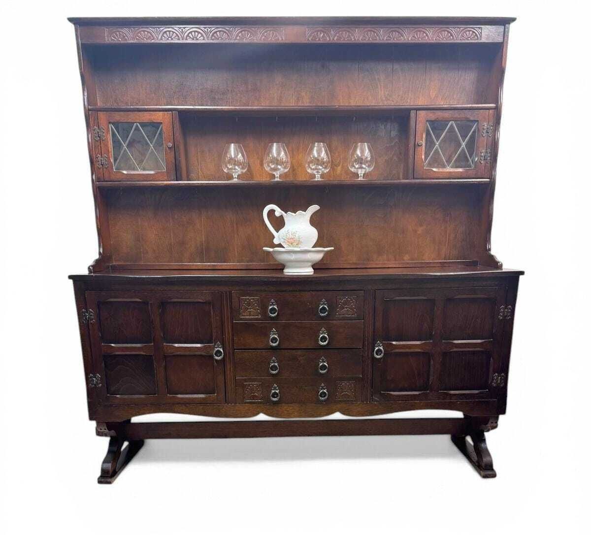 Antique Oak Dresser / Large Sideboard / Plate Rack / C1940 photo furniture