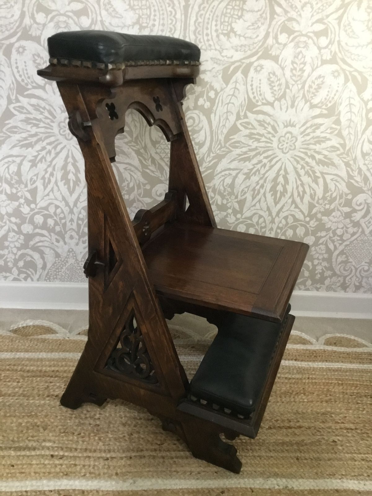 19th Century Gothic Oak Prayer Chair With Folding Seat photo furniture