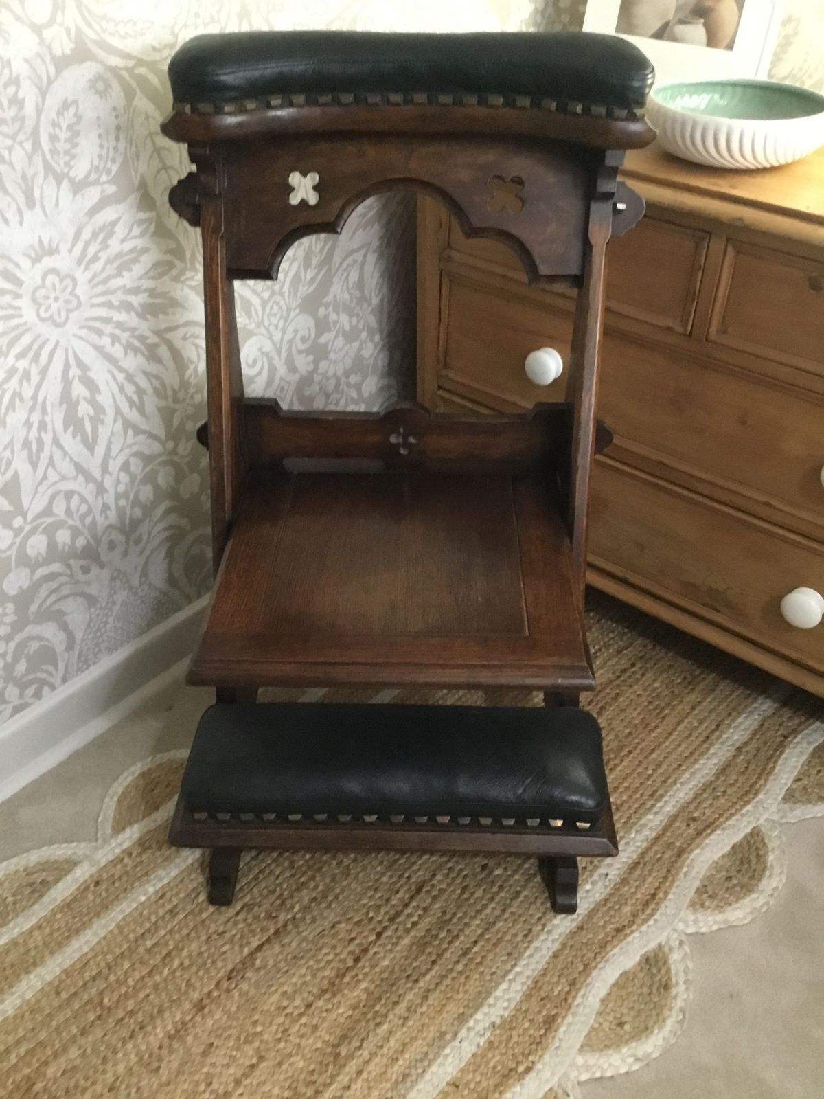 photo for sale 19th Century Gothic Oak Prayer Chair With Folding Seat