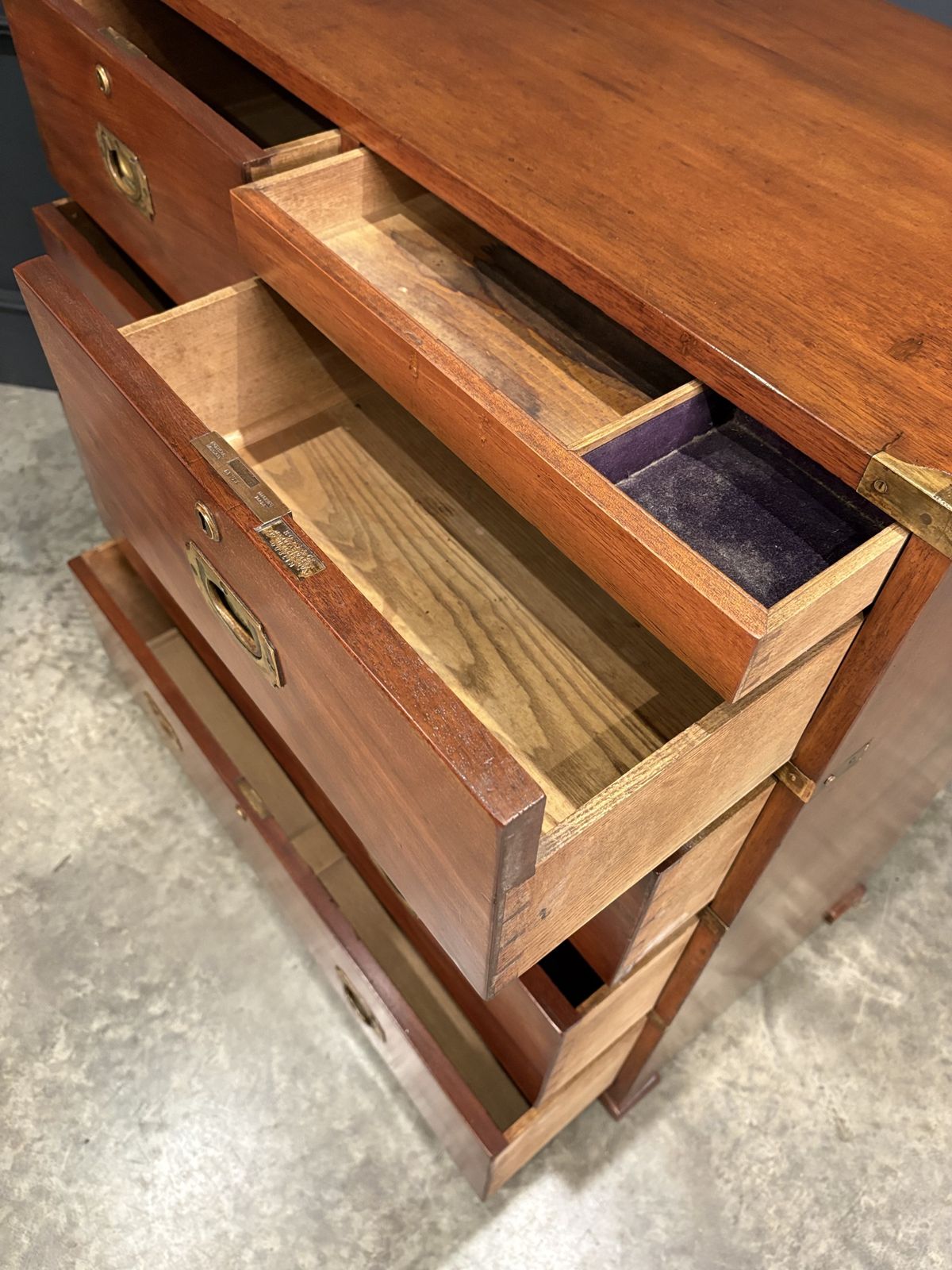 photo for sale Mahogany Military Campaign Chest By Ross & Co.