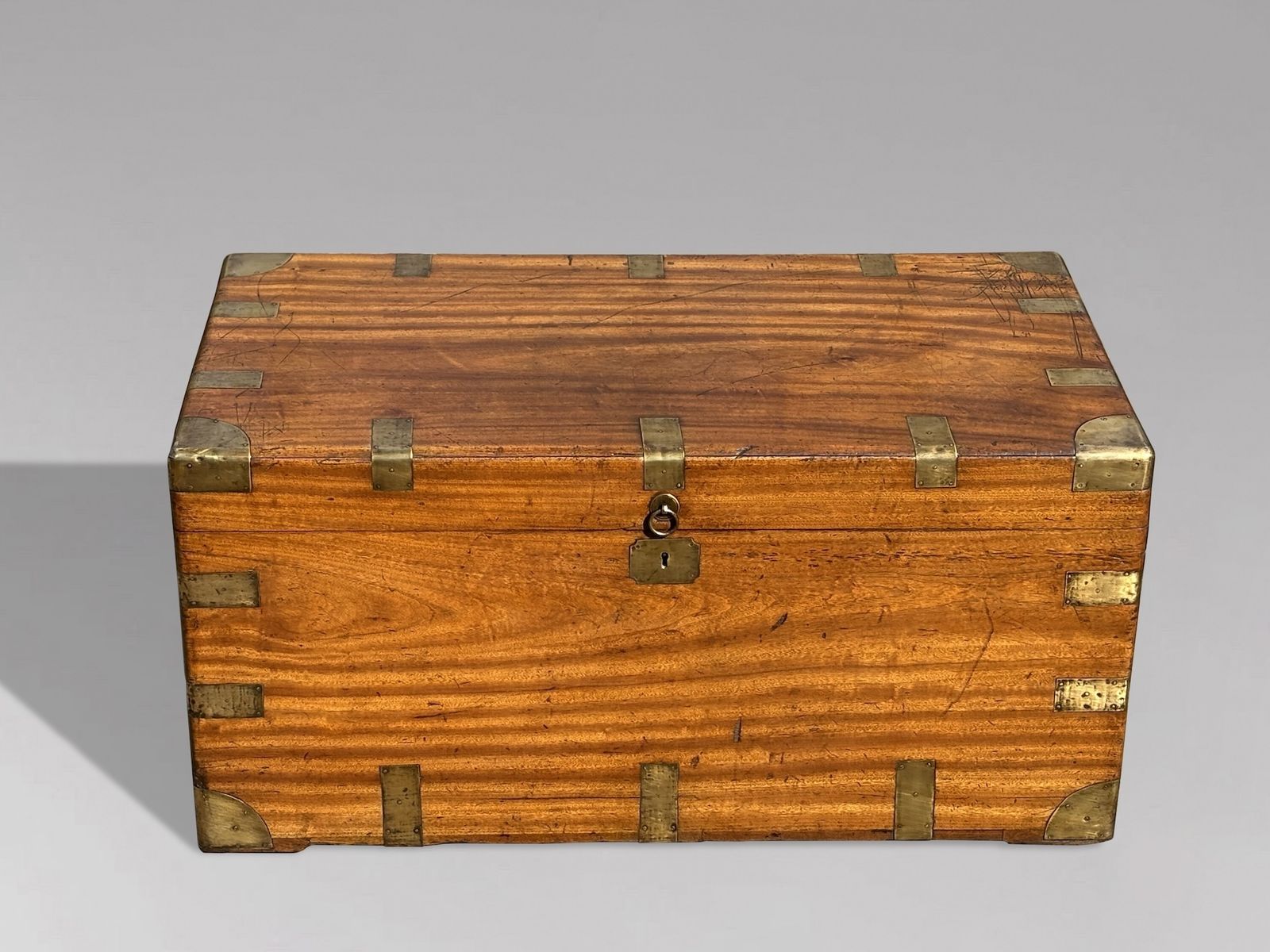 Large 19th Century Camphor Wood Brass Bound Travelling Trunk photo furniture