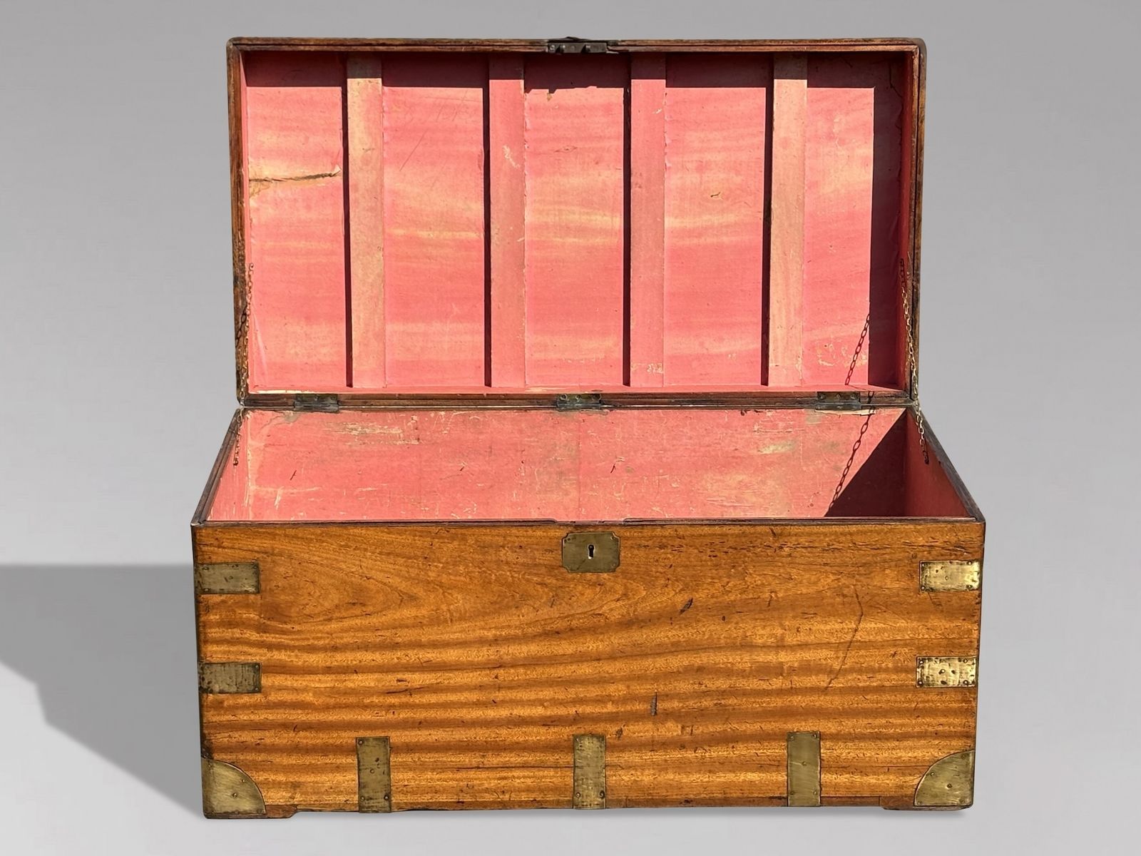 Large 19th Century Camphor Wood Brass Bound Travelling Trunk photo Furniture