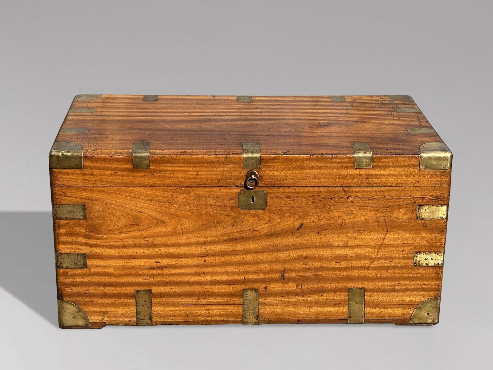 Large 19th Century Camphor Wood Brass Bound Travelling Trunk photo buy