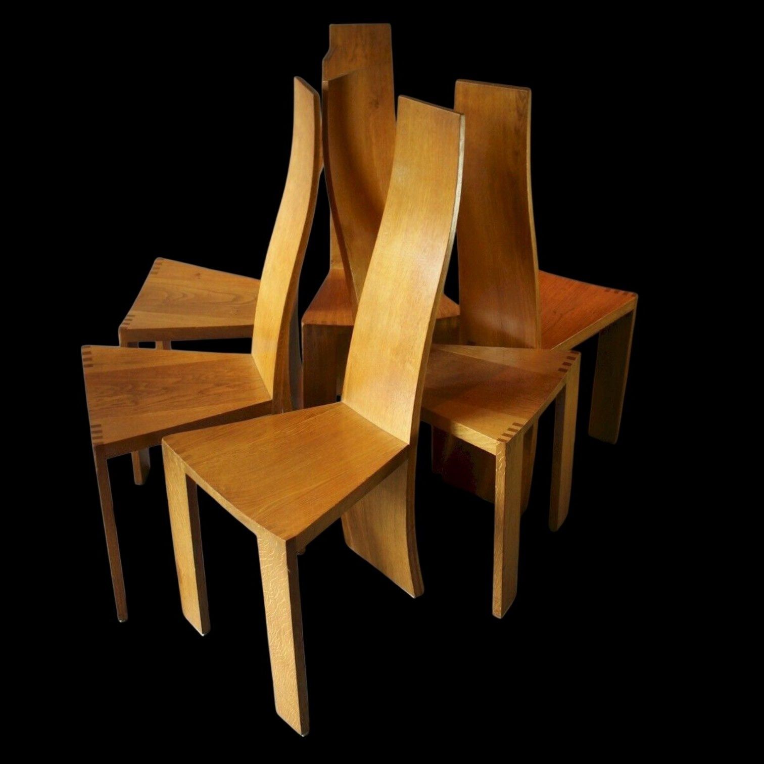 Pearl Dot Set Of Six Oak Dining Chairs By Robert Williams (B.1942)