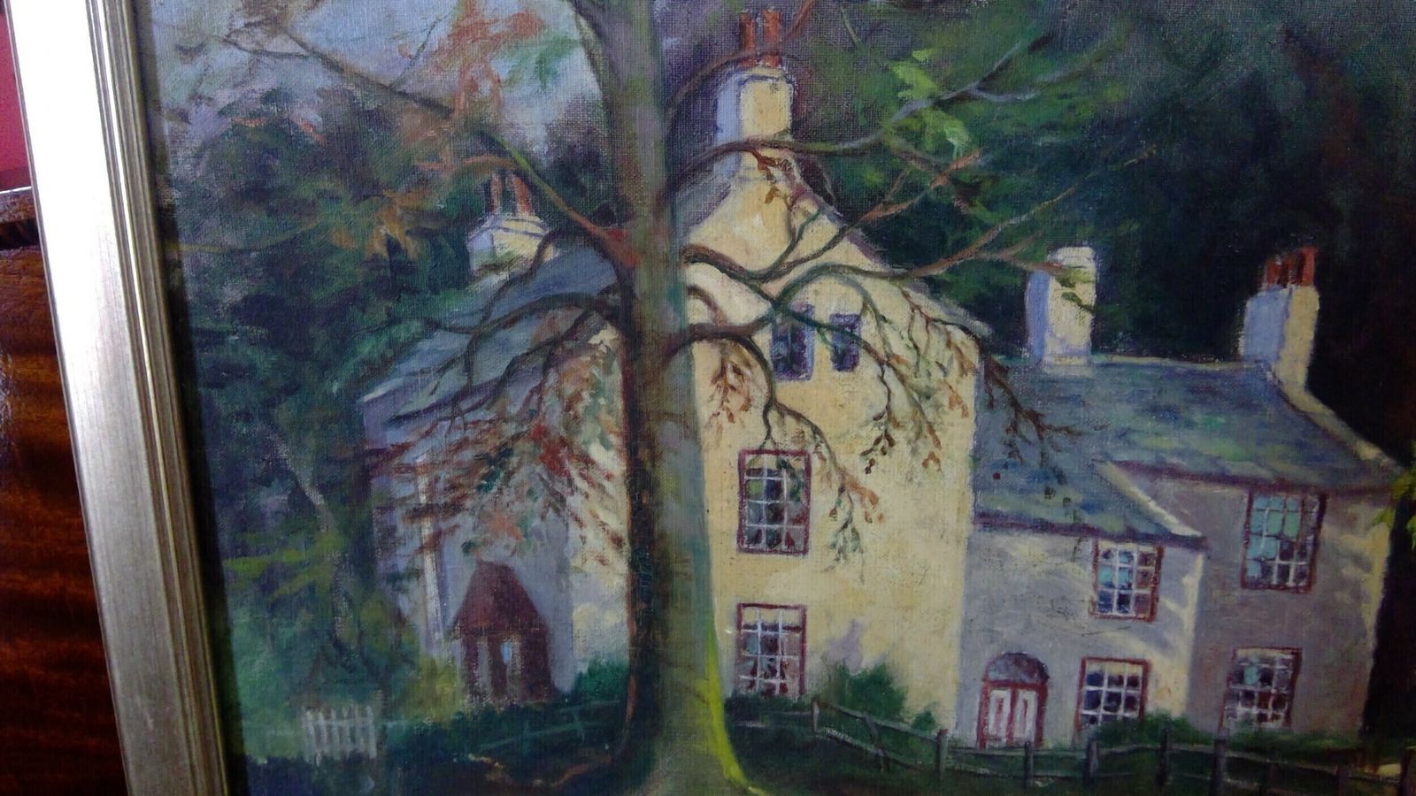 Lancashire Oil Painting On Canvas Layed Down On Board Titled Evening Glow Bankfield Poulton Le Fylde photo for sale