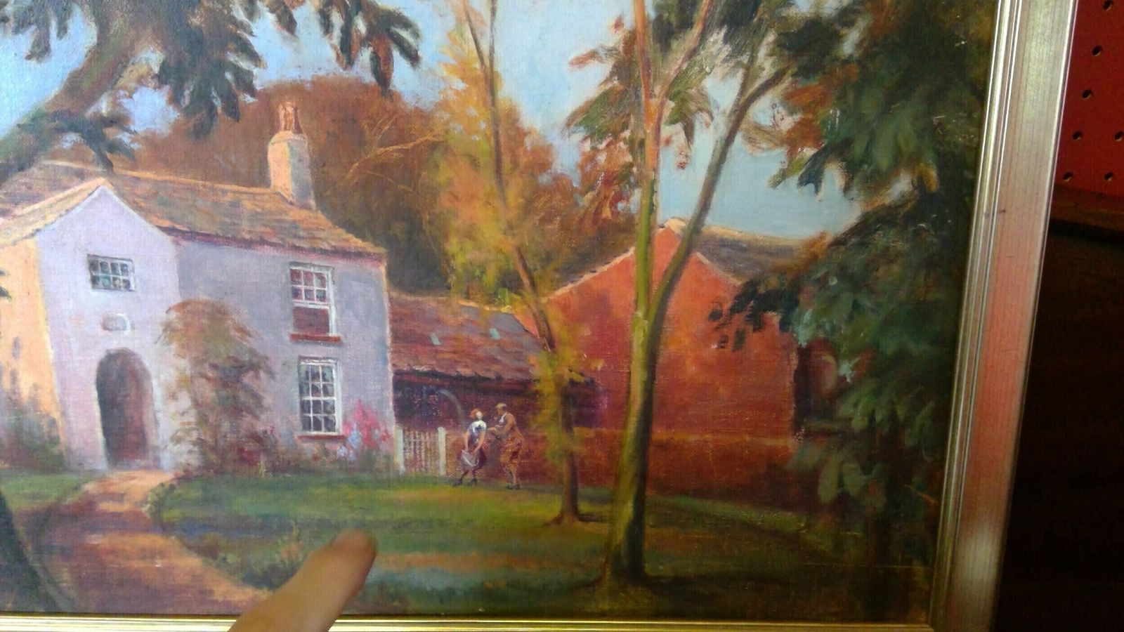 Lancashire,Poulton Le Fylde Interest,Oil Painting On Canvas Layed Down On Board.Titled The Farmhouse,Hardhorn photo vinterior