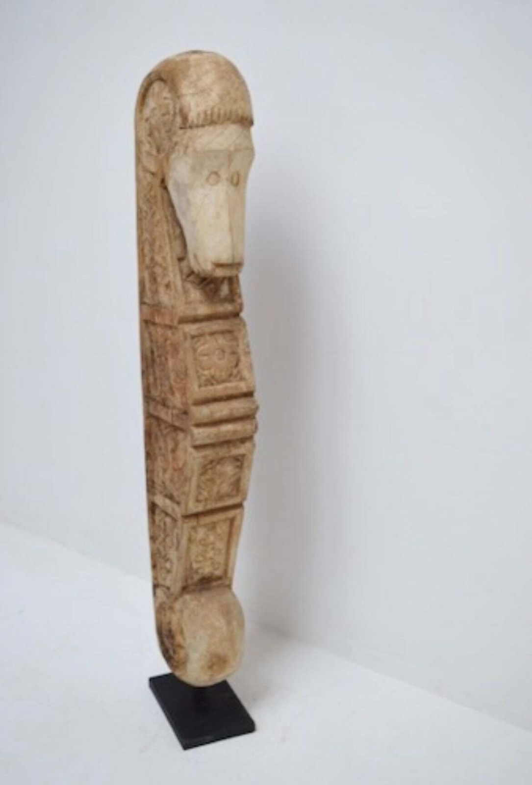 Seahorse Huge Vintage Balinese Wood Sculpture With Iron Stand photo Art