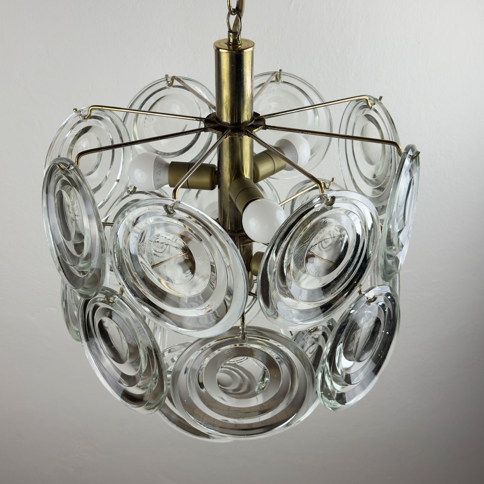 photo furniture Vintage Glass Disc Chandelier, Italy 1970s