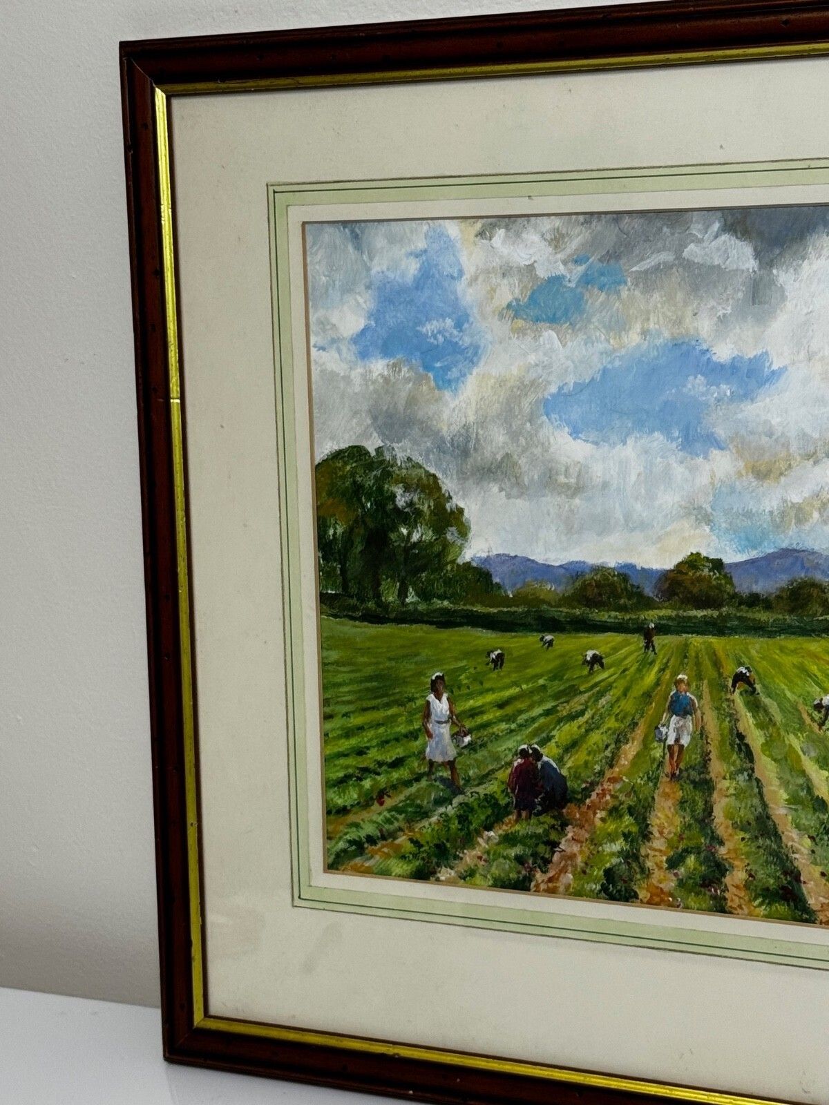 Leslie Grover – The Strawberry Pickers | British Impressionist Oil Painting | South Downs Landscape photo for sale