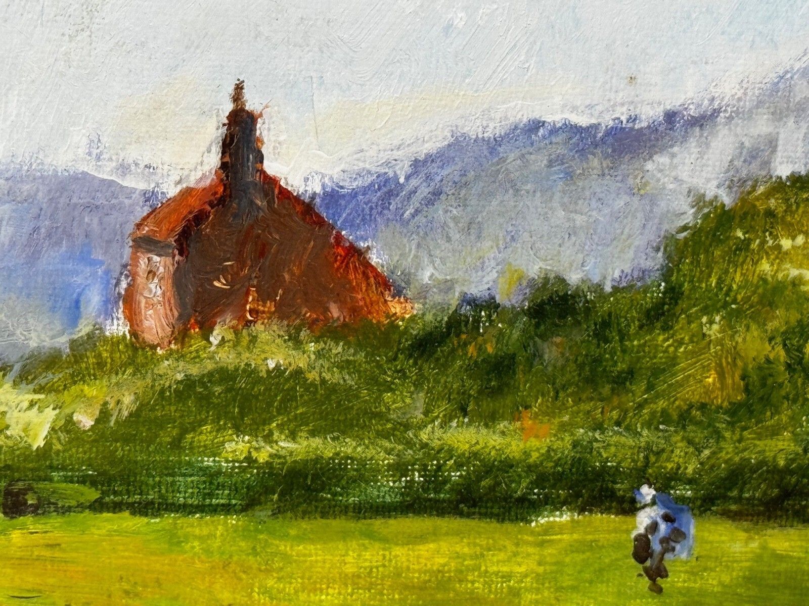 photo buy Leslie Grover – The Strawberry Pickers | British Impressionist Oil Painting | South Downs Landscape