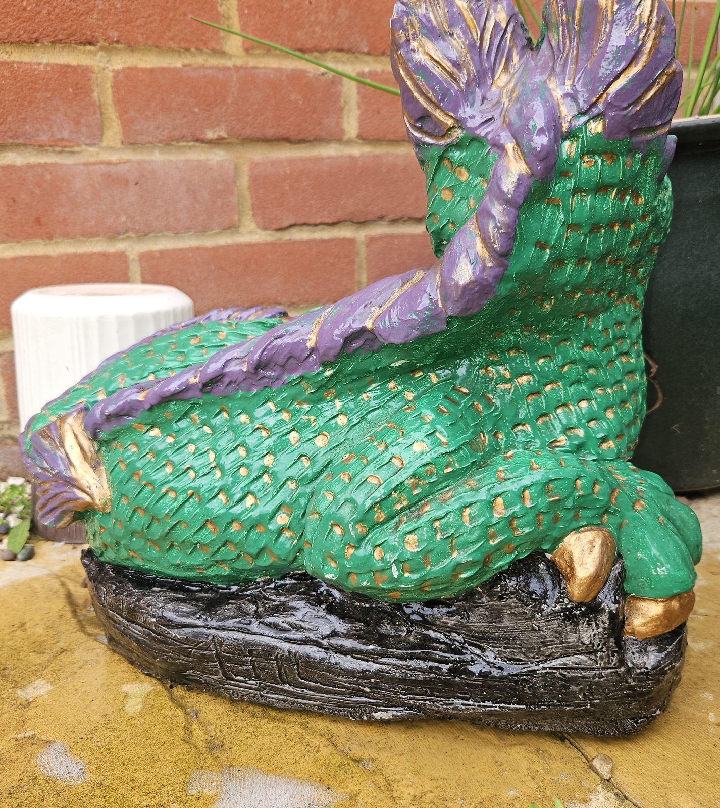 Dragon Concrete Garden Ornamental Statue Hand Painted Heavy Stone photo furniture