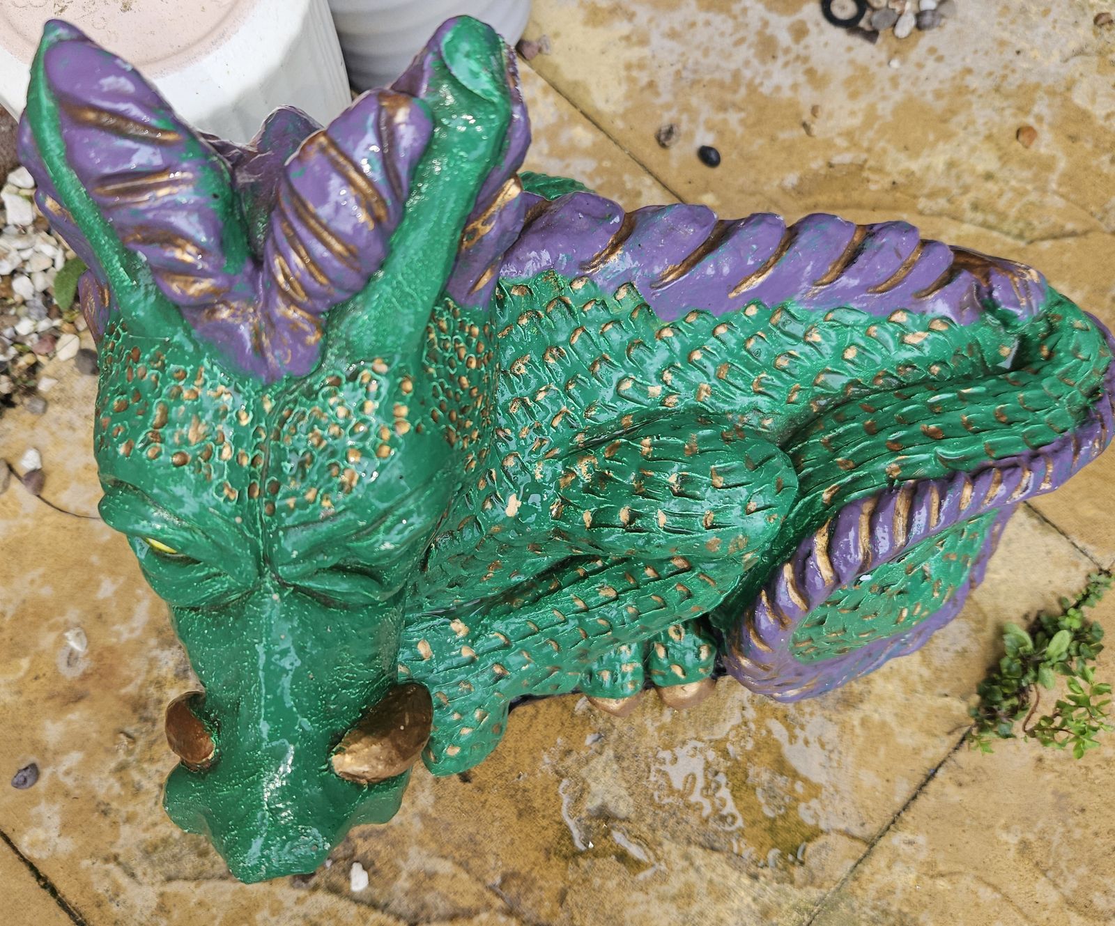 Dragon Concrete Garden Ornamental Statue Hand Painted Heavy Stone photo buy