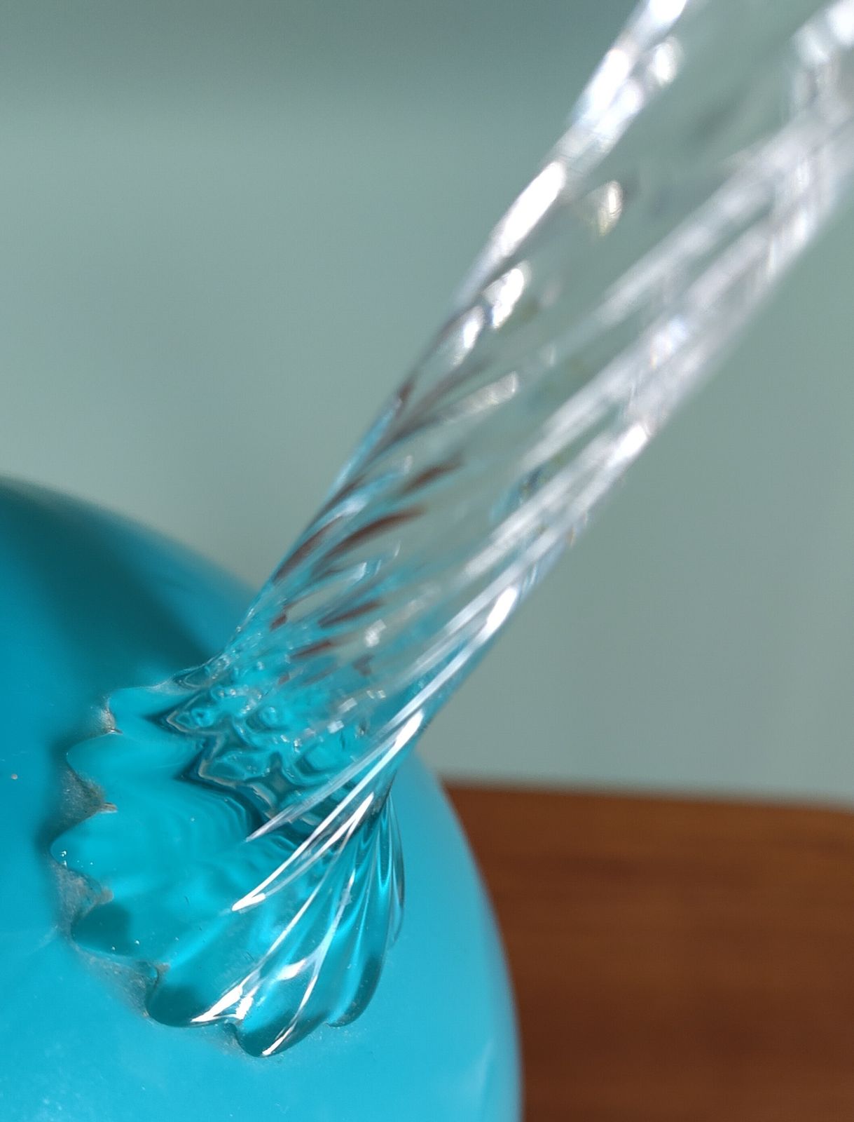 photo vintage Museum Grade Jugendstil ‘Petrol’ Cased Glass Amphora (C. 1900) Luminous Deep Blue Over Opaline | Hand Blown 32.5cm Sculptural Form | Twisted Clear Handles | Four Generation Provenance