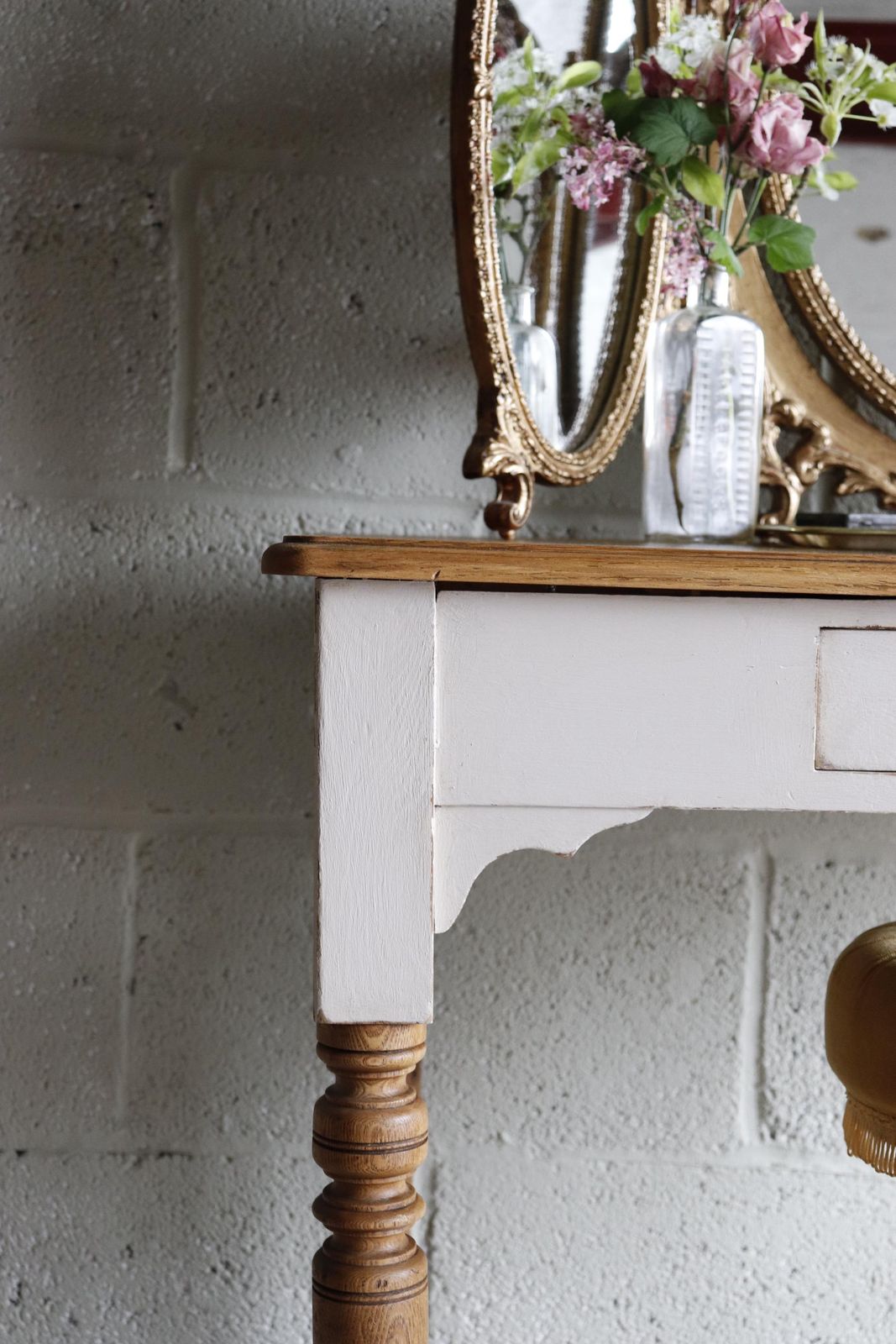 Part Painted Pine And Oak Washstand, Dressing Table Or Desk In Stone Rosie photo buy