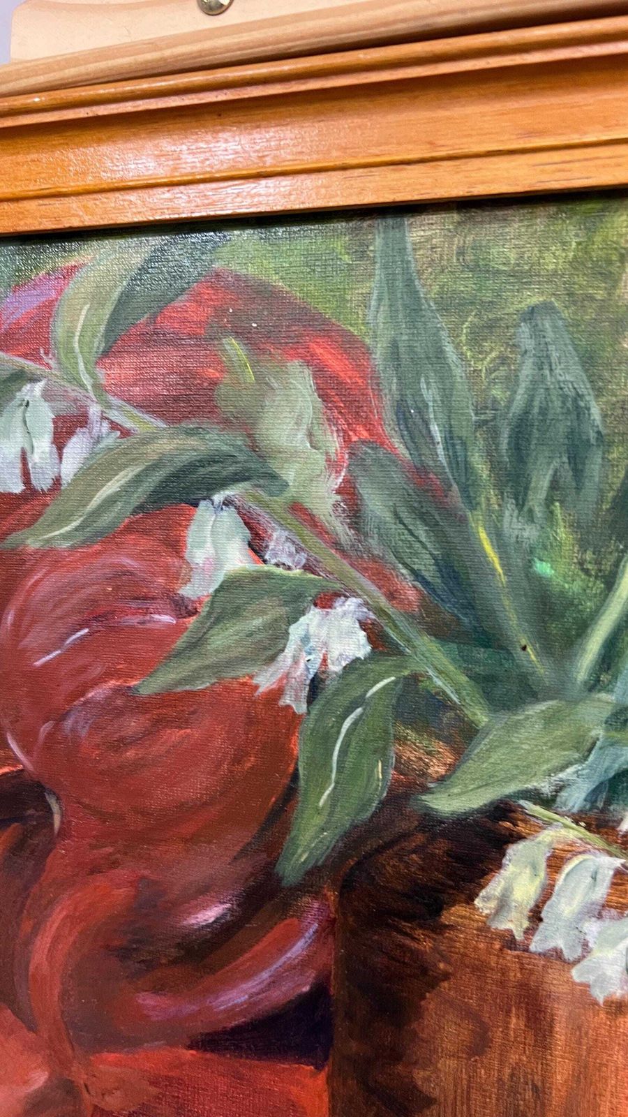 Mid Century Oil On Board Still Life Picture Flowers And Fruit Framed Painting photo 149.0