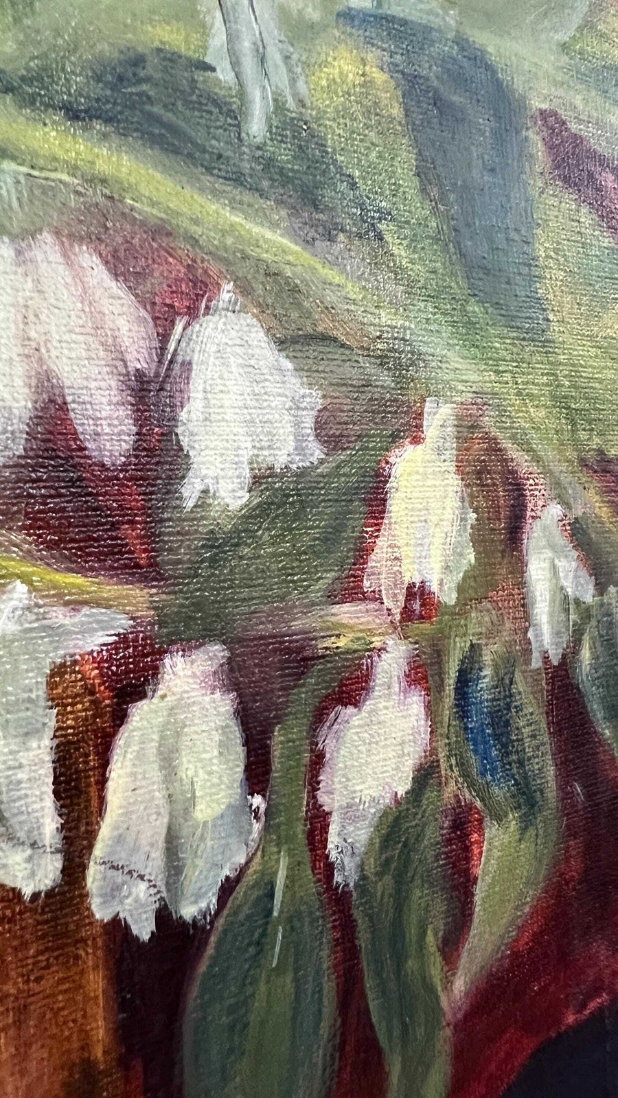 Mid Century Oil On Board Still Life Picture Flowers And Fruit Framed Painting photo vintage