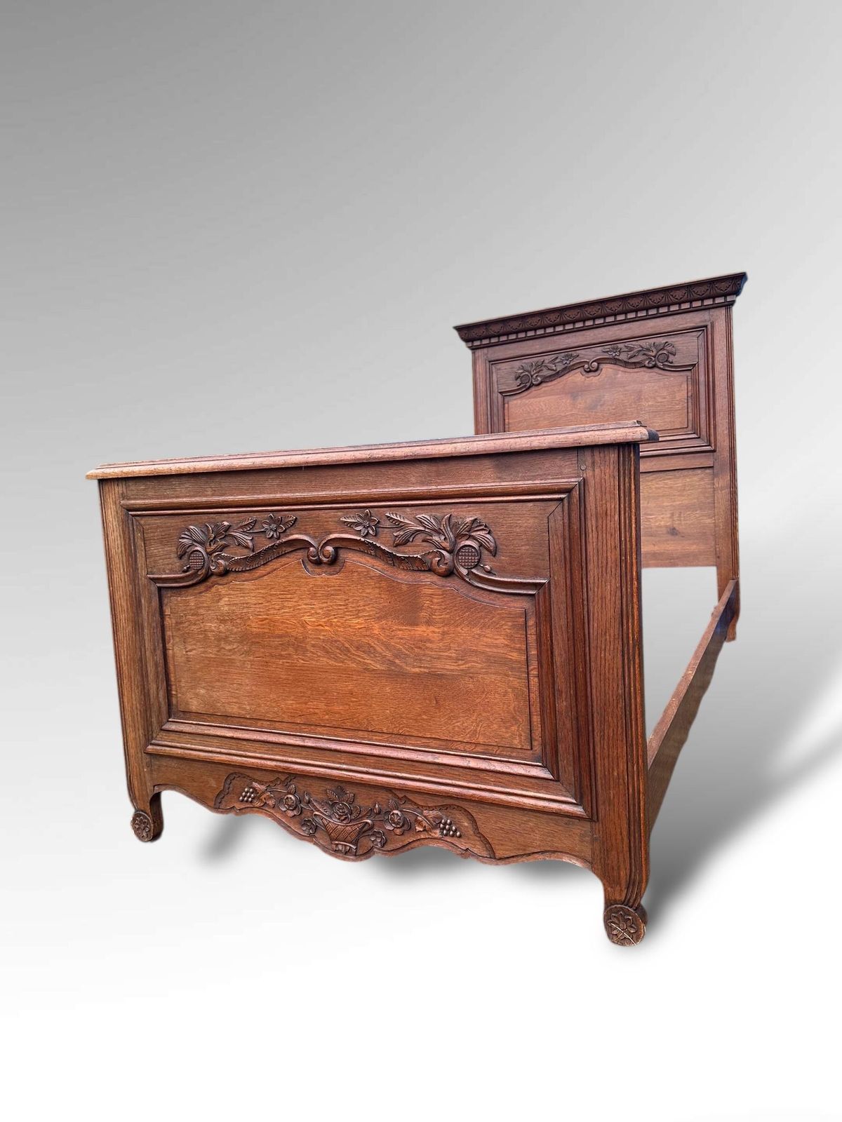 Antique French Single Carved Bed Frame Louis XVI Style photo for sale