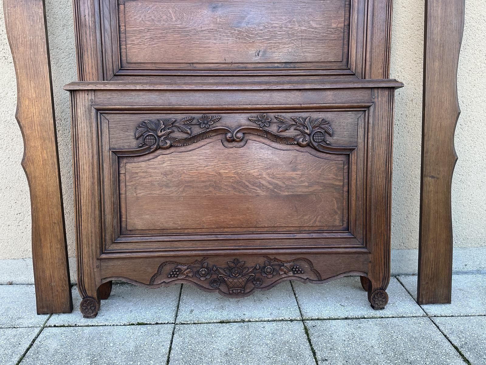 Furniture Antique French Single Carved Bed Frame Louis XVI Style photo