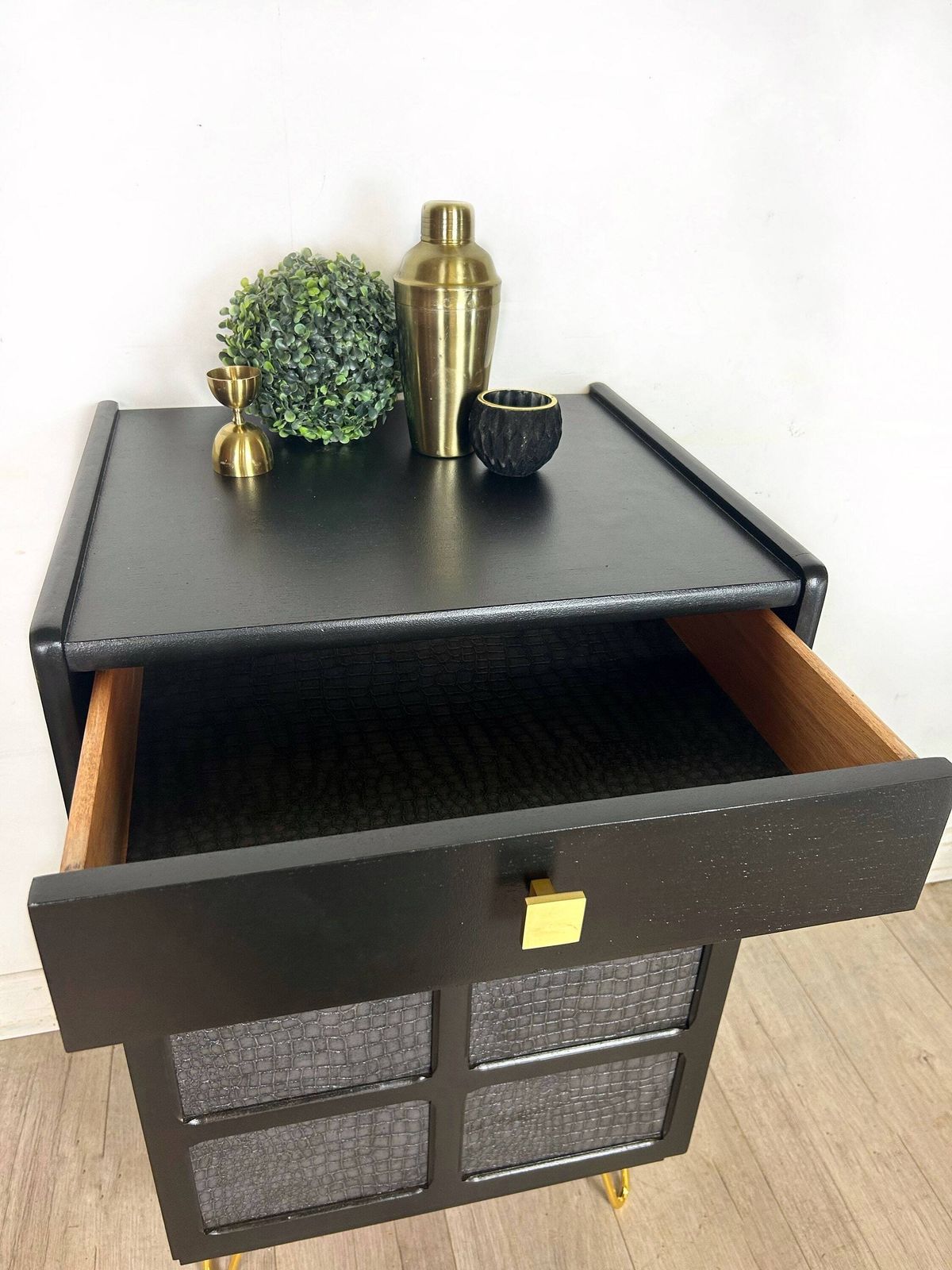 Nathan Small Drinks Cabinet, Cocktail Cabinet In Black And Gold photo for sale