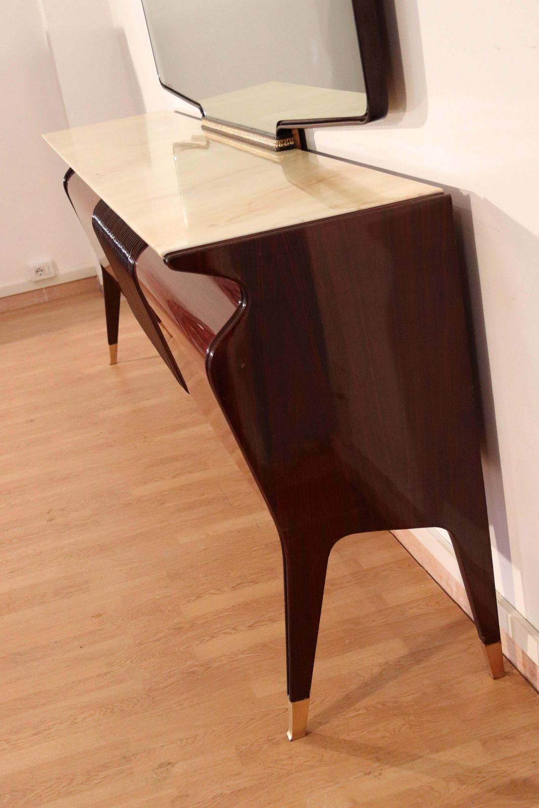 photo vinterior Mid Century Sideboard By Osvaldo Borsani, Mahogany Rosewood Onyx, Italy, 1950s