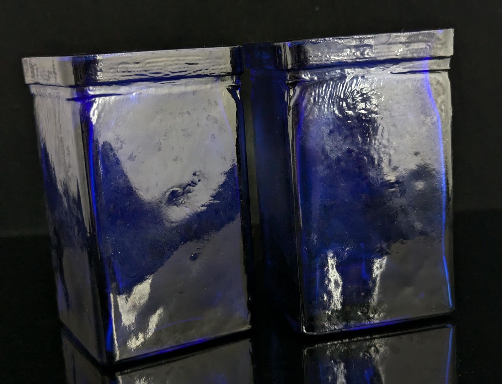 Pair Of Vintage Cobalt Blue Glass Vases photo for sale