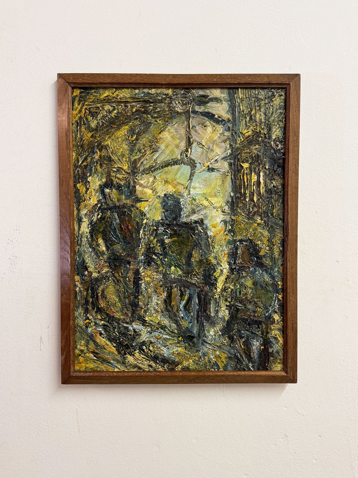 Mid Century Abstract Impasto Oil Painting Textured Oil On Board Framed