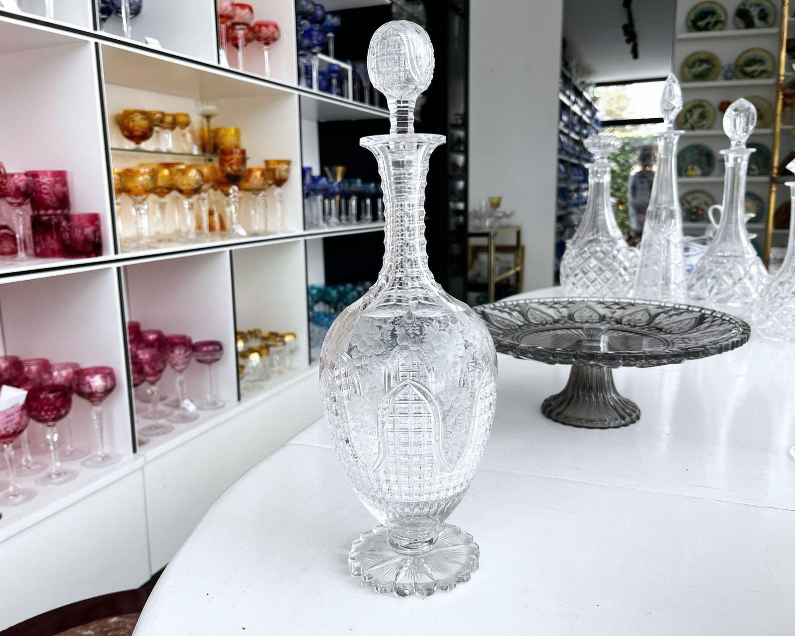 Whiskey Decanter | Liquor Dispenser | Floral Foot | England 1900 photo Home Decor
