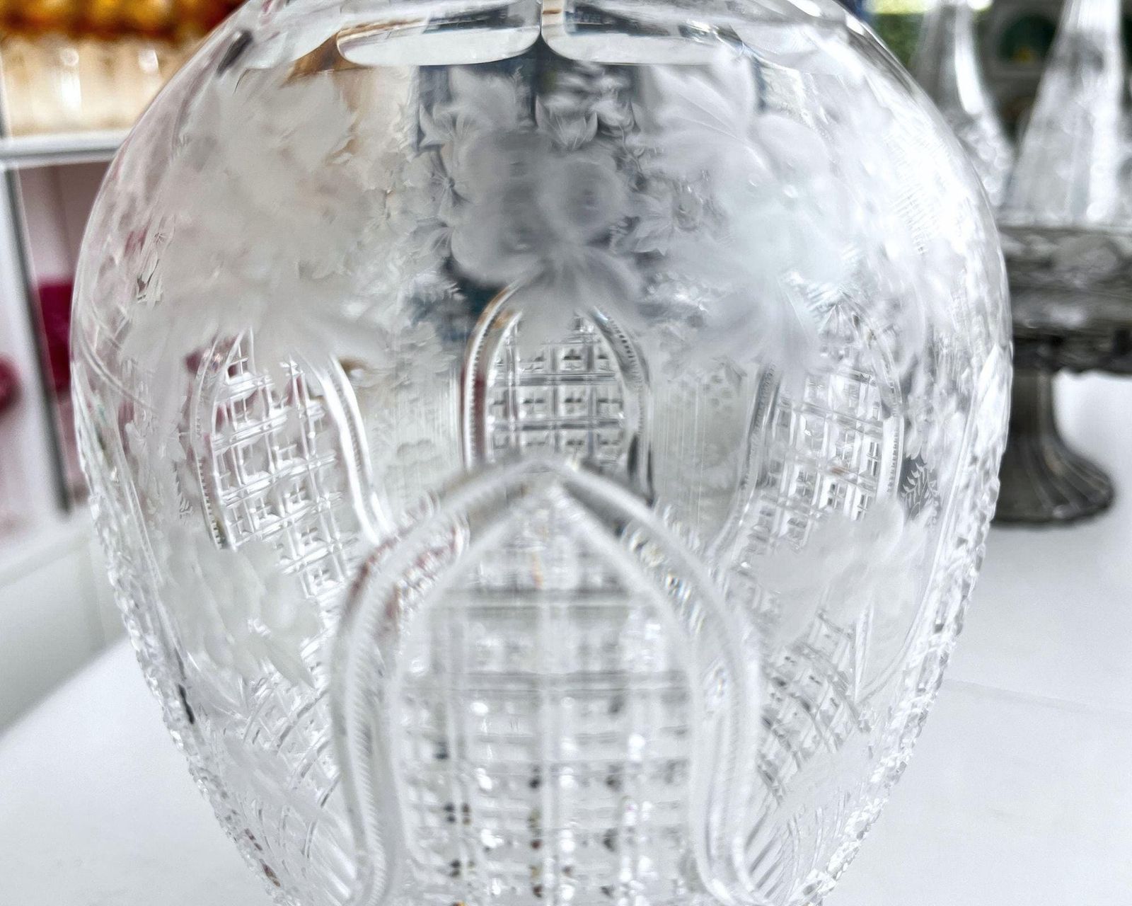 Whiskey Decanter | Liquor Dispenser | Floral Foot | England 1900 photo vinterior