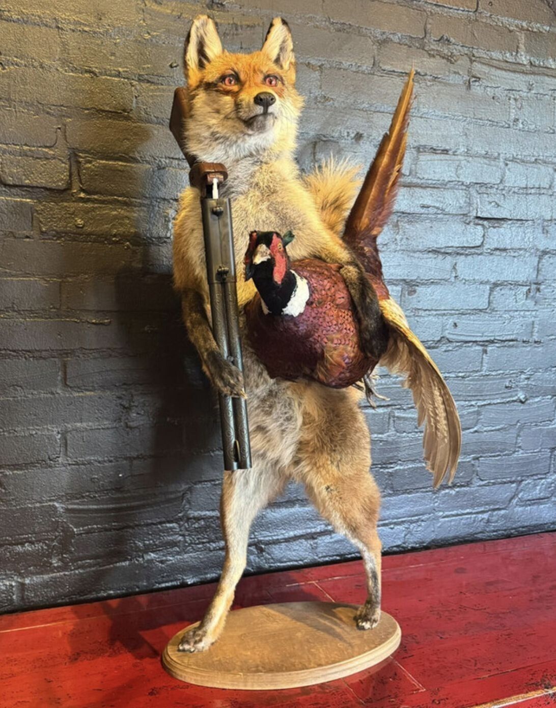 Vintage Mr Fox With Rifle & Pheasant 0294. photo Art