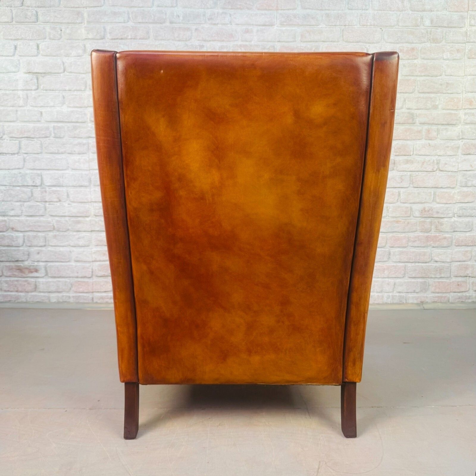 1073.0 Vintage 1970s Danish High Back Tan Leather Armchair Mid Century Lounge Chair photo