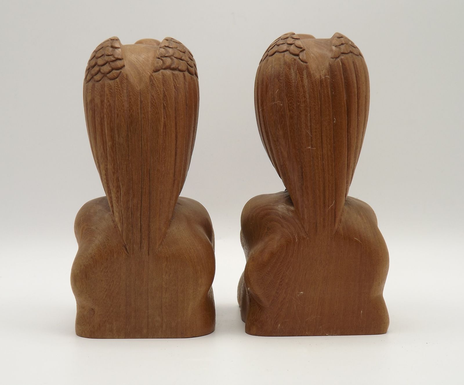 Unusual Pair Of Vintage Hand Carved Vulture On A Rock Wooden Book Ends photo 80.0