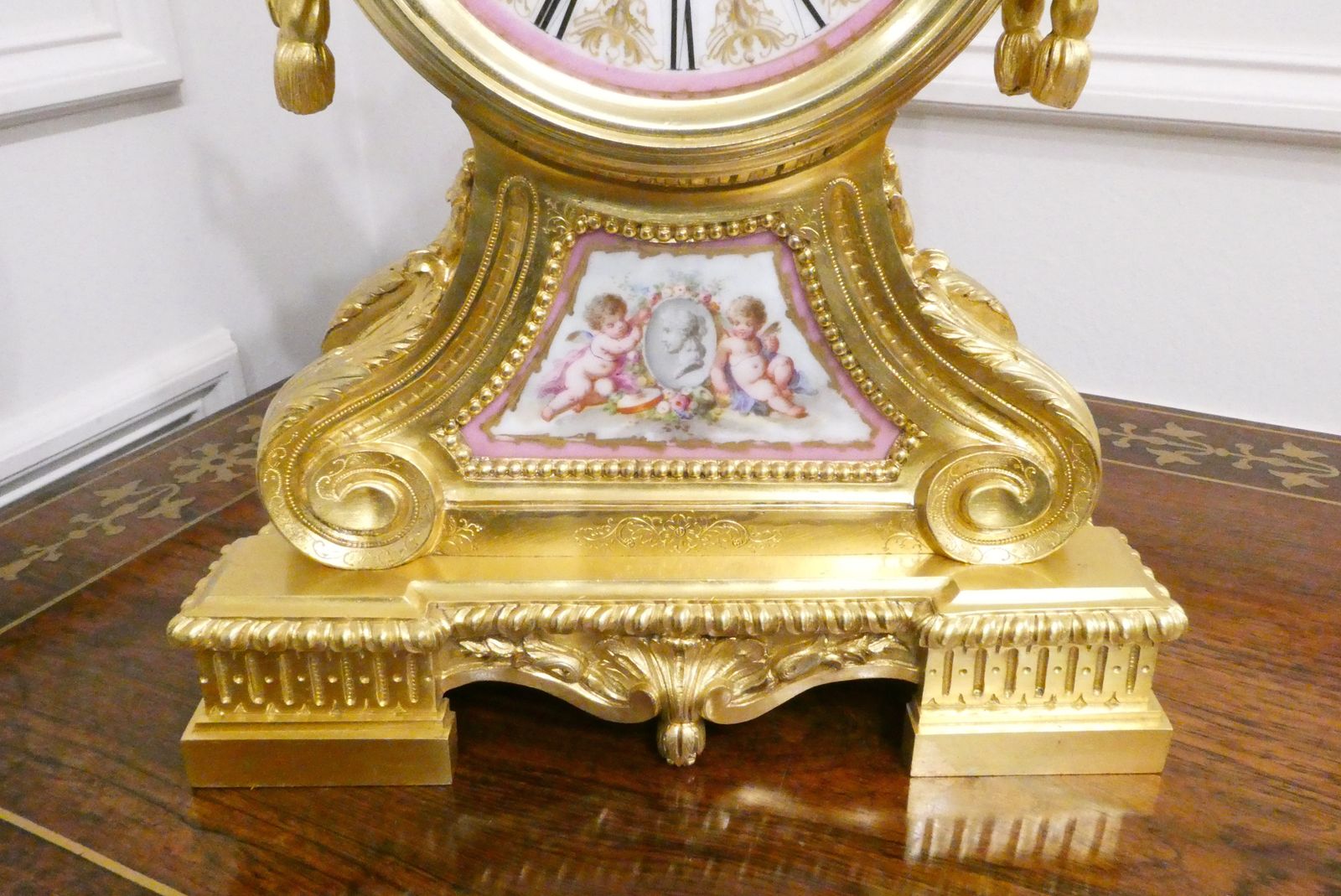 French Louis XV Style Gilt Bronze & Porcelain Mantel Clock By Jean Baptiste Delettrez photo vinterior