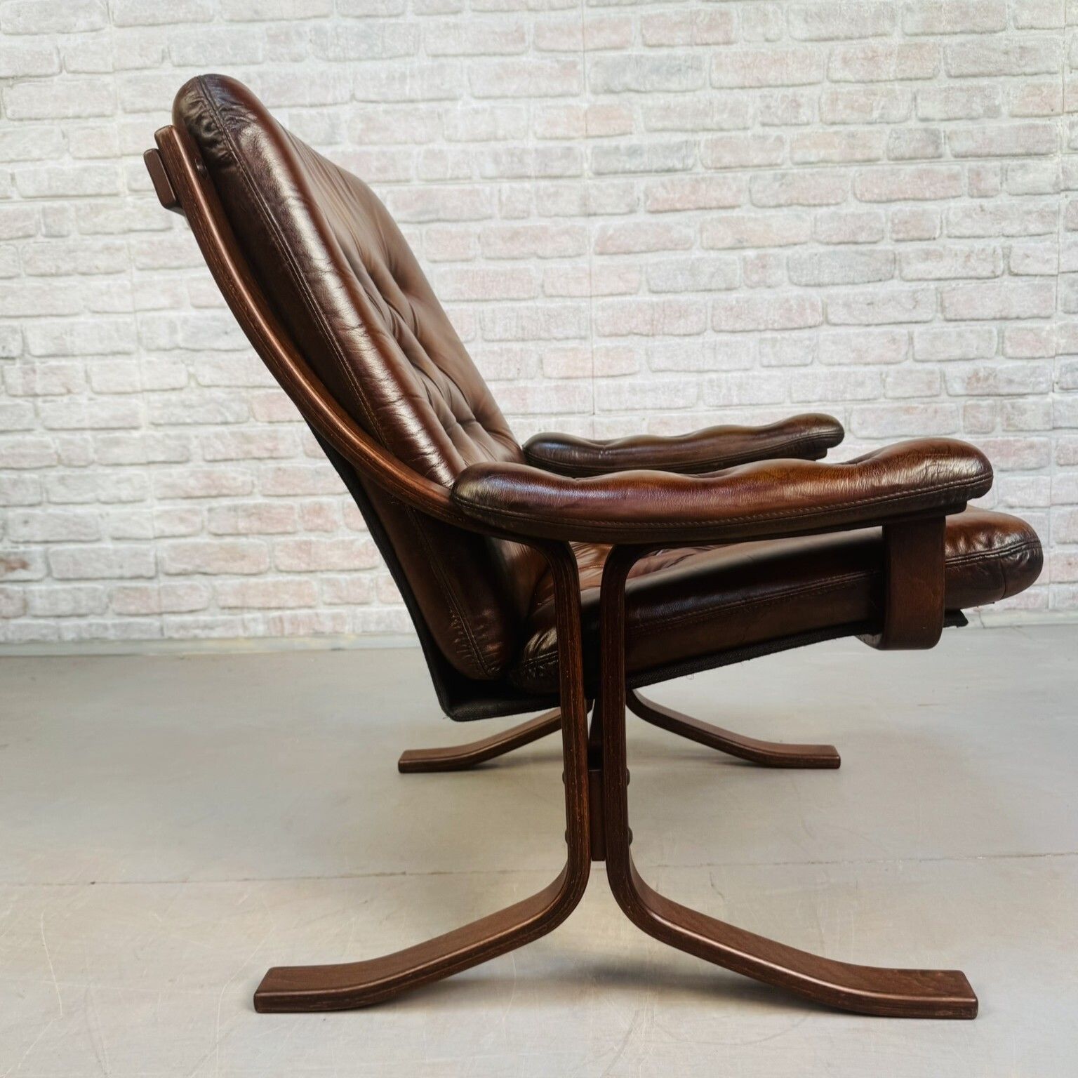 Vintage Danish Tan Leather Bentwood Armchair High Back Mid Century Chair photo vintage