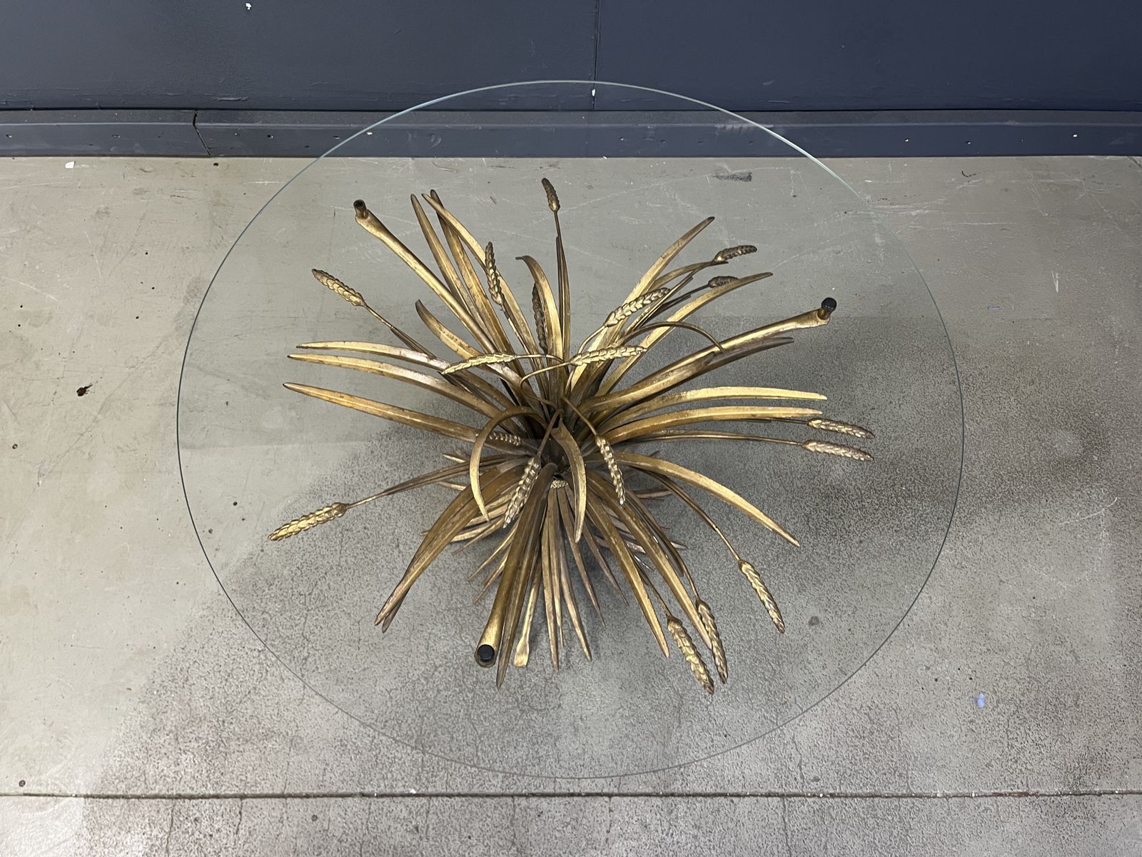 Vintage Gilt Metal Sheaf Of Wheat Coco Chanel Coffee Table, 1960s photo furniture