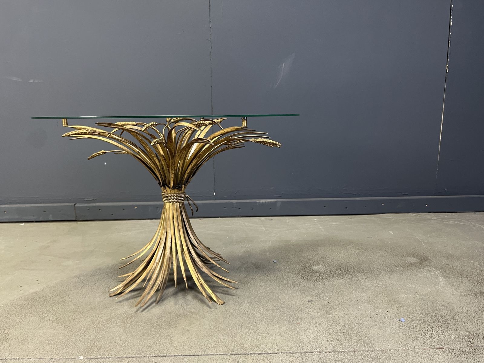 Vintage Gilt Metal Sheaf Of Wheat Coco Chanel Coffee Table, 1960s photo vinterior