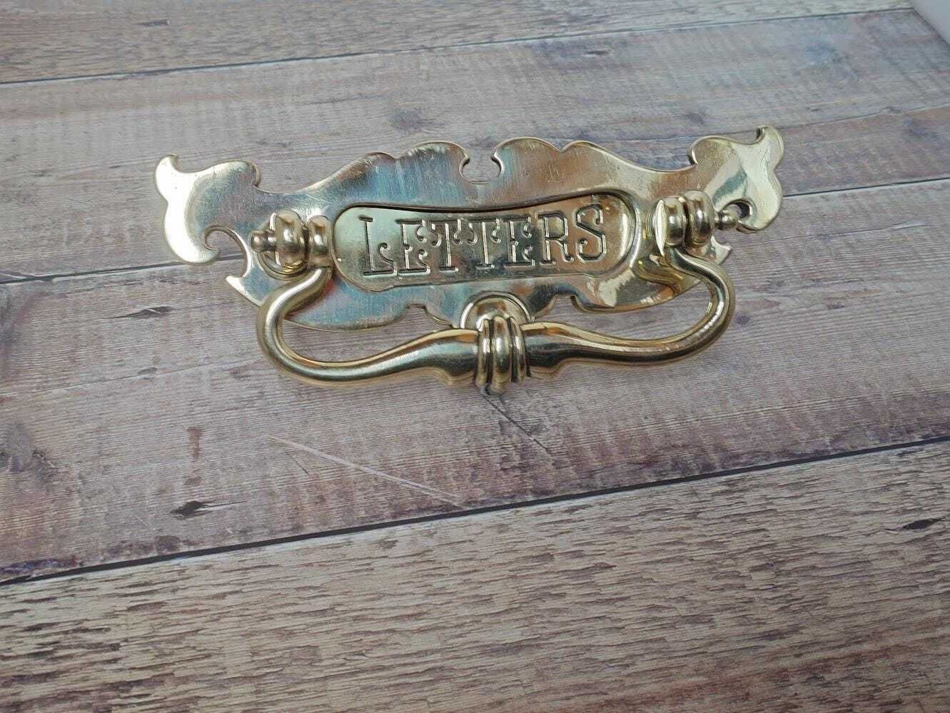 Small Art Nouveau Brass Letter Box With Knocker: Small Postal Knocker photo buy