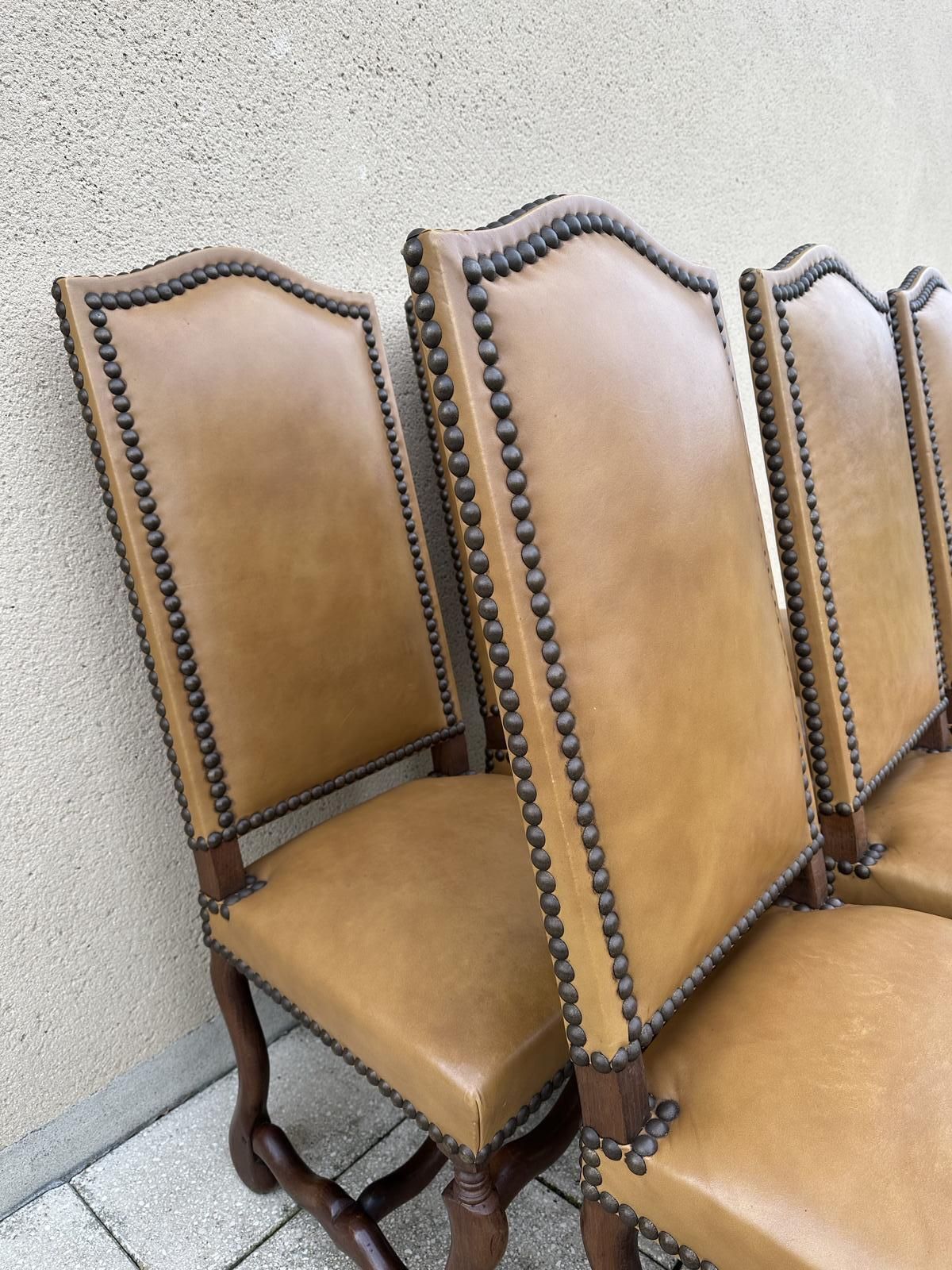 photo furniture Original French Set Of 6 Os De Mouton Dining Chairs In Oak