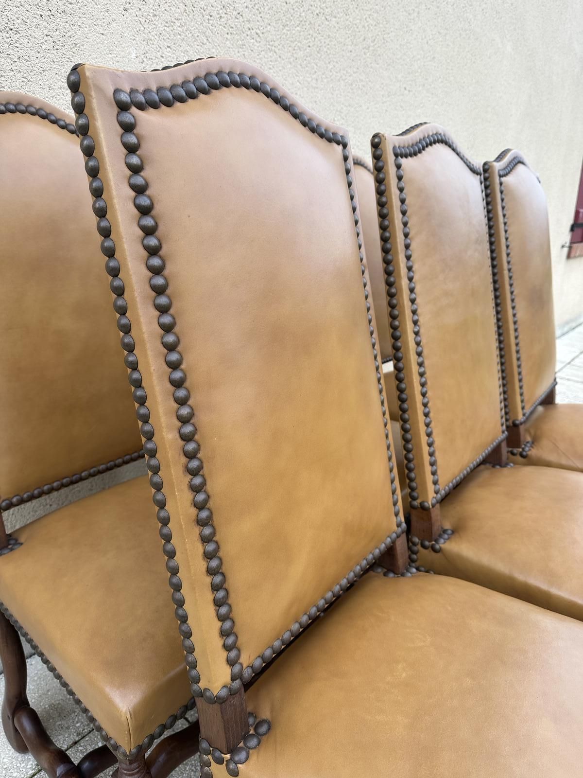Furniture Original French Set Of 6 Os De Mouton Dining Chairs In Oak photo