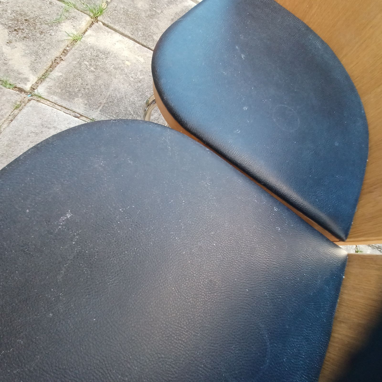 Fusion Chairs 3x Sandra Kragnert Style Retro Chairs Chrome Legs Wooden Chairs photo for sale