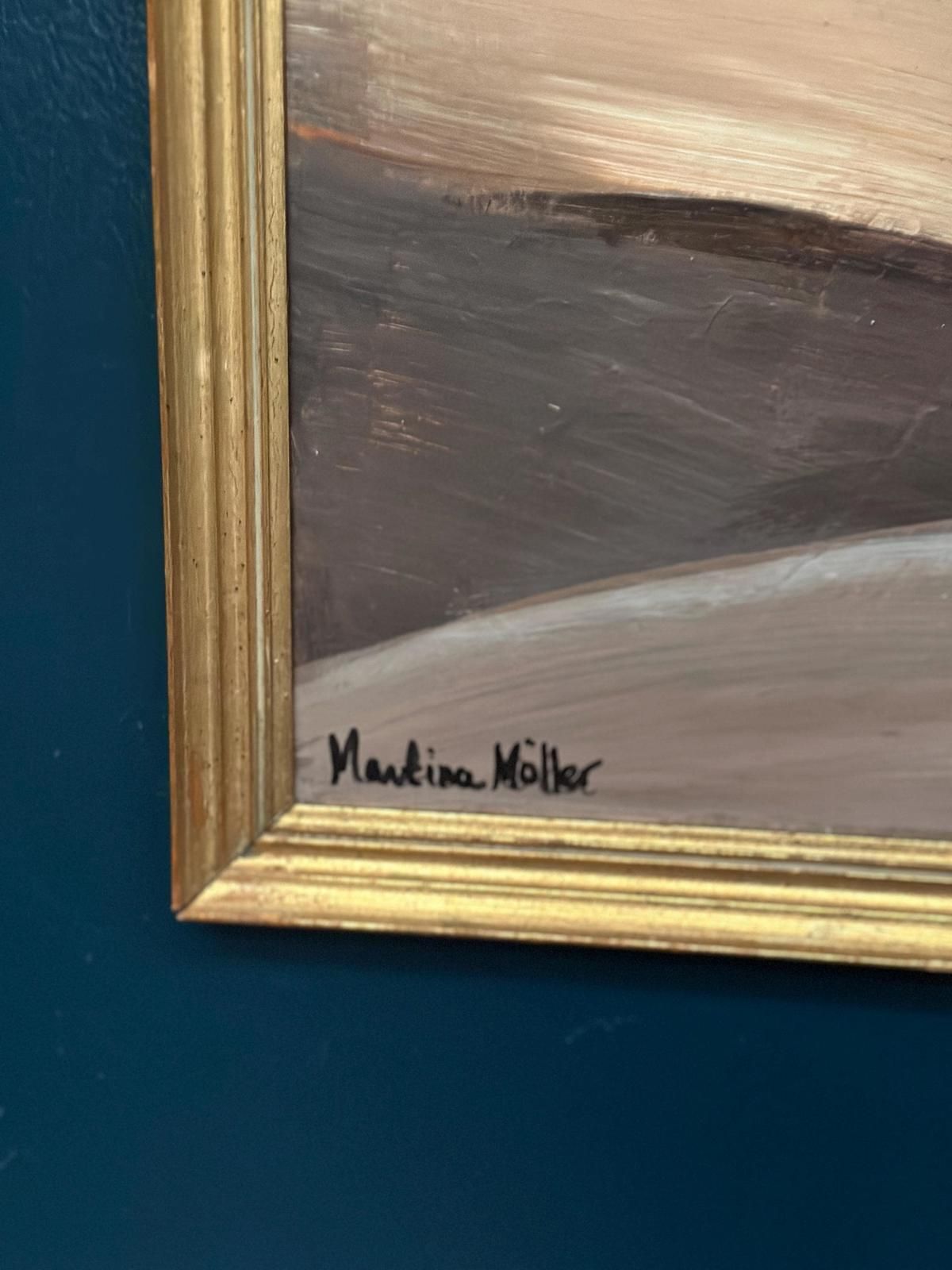 Original Swedish Oil On Panel – “Houses With Red Roofs” By Martina Möller – Contemporary – 54 × 45 Cm (21.3" × 17.7") photo buy