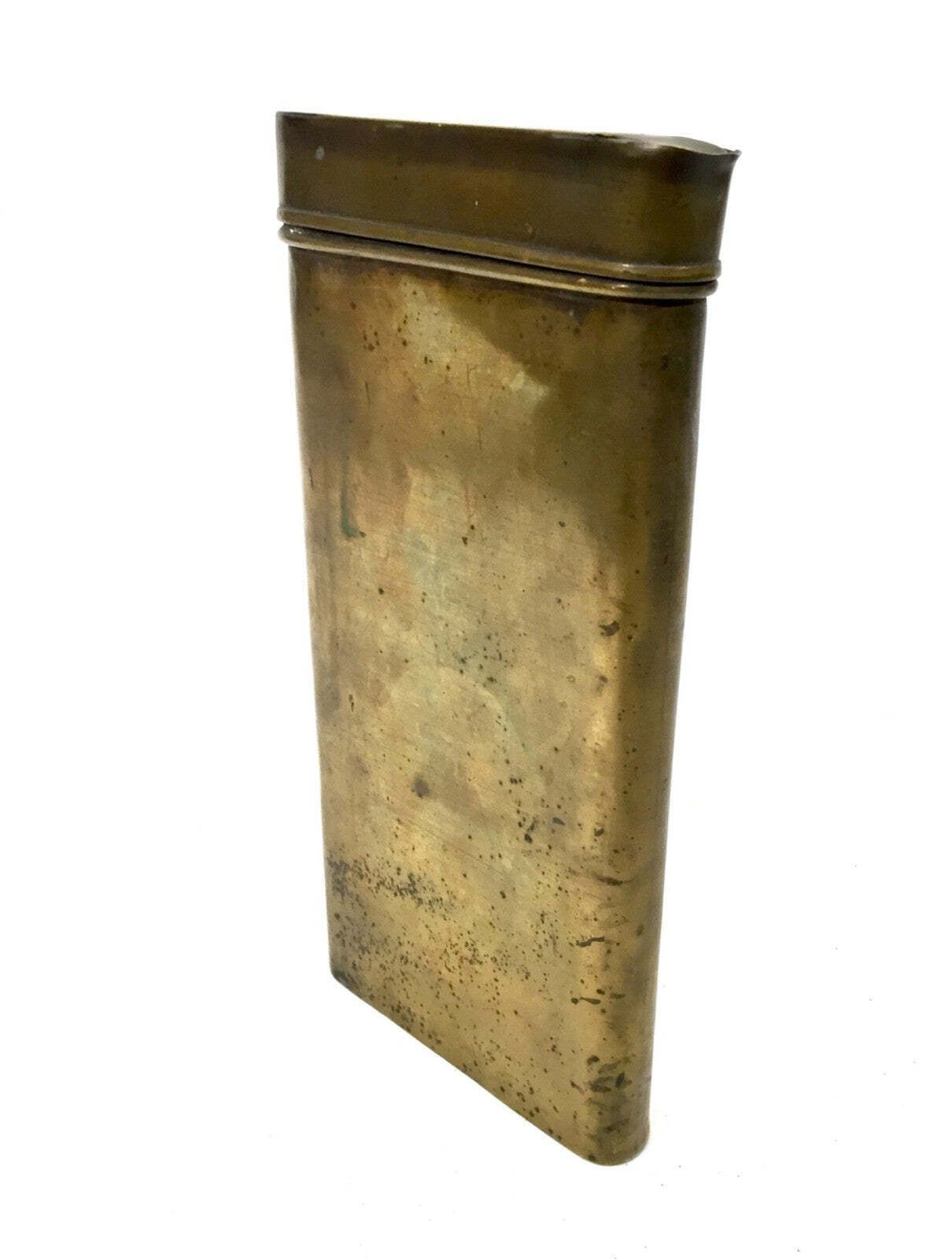 Antique Brass Metal Military Map Tin / Storage Holder Box / Early 20th Century photo for sale