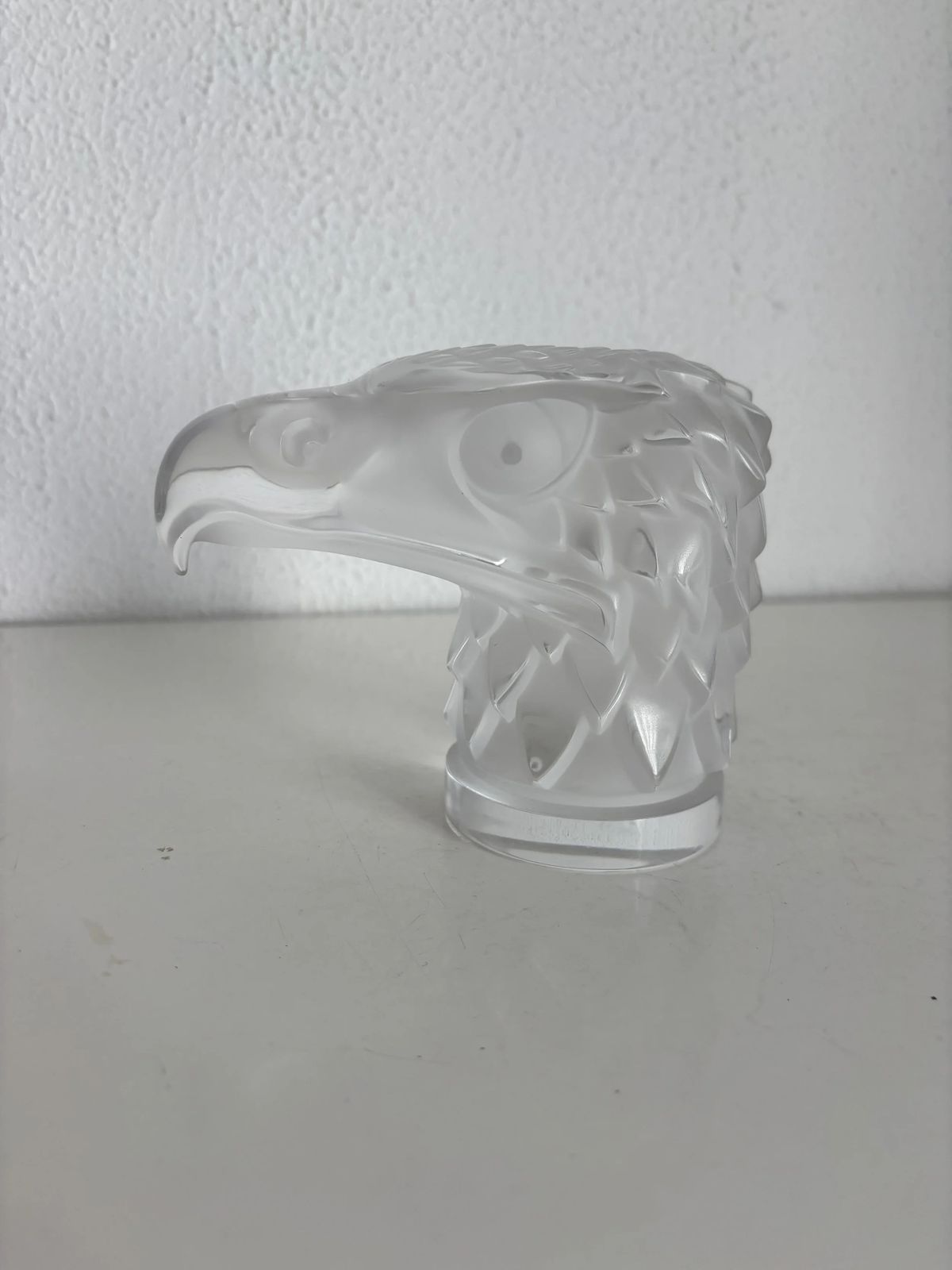 Lalique France "Eagle Head" — Frosted Crystal Eagle Head Mascot, Signed, 1980s — Art Deco, Paperweight, French Glass Figurine photo Home Decor