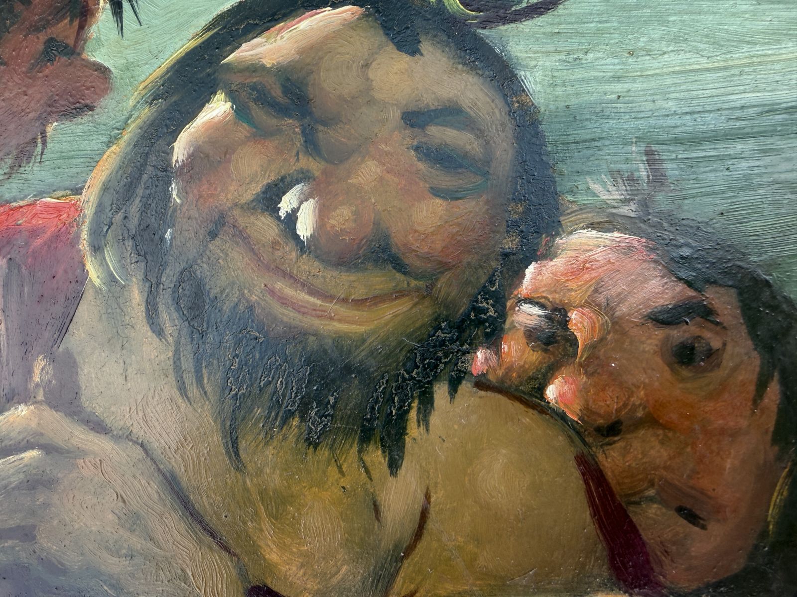 Daniel Sabater Salabert Grotesque Expressionist Figural Scene Paris Symbolist Spanish Oil Painting 1940s photo 2050.0
