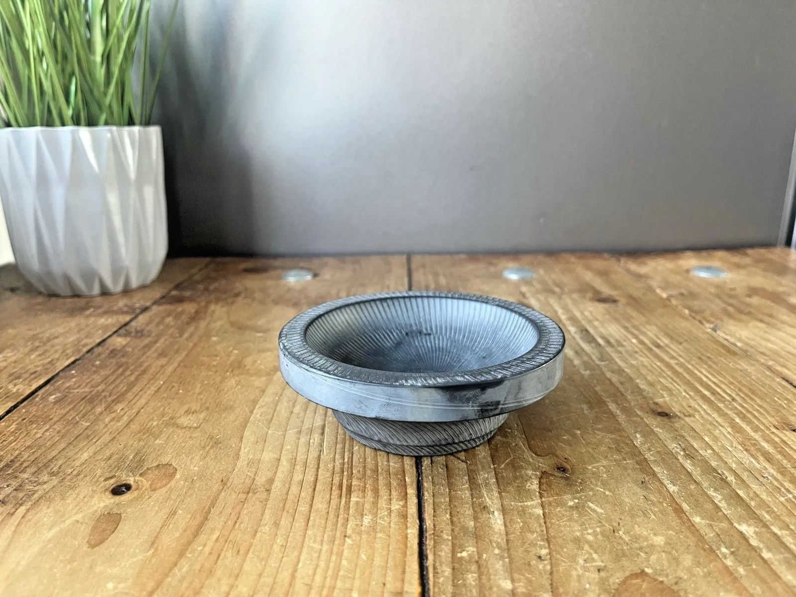 Lovely Vintage Welsh Pant Hwfa Unusual Folk Art Slate Bowl Dish Ashtray Antique photo 55.0
