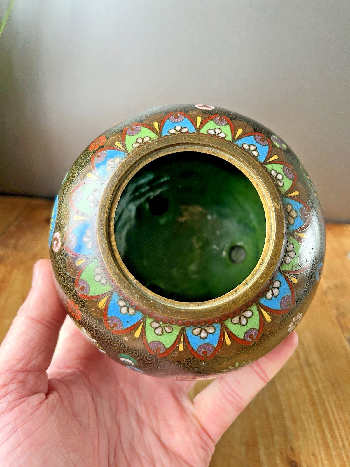 Antique Japanese Meiji Period Cloisonne Enamel Floral Lidded Ginger Spice Jar photo buy