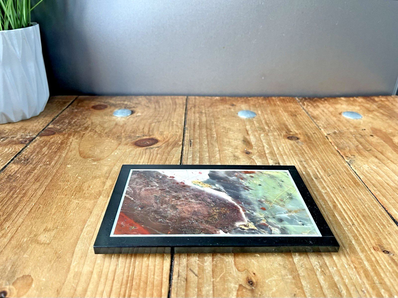Polished Jasper Hardstone Mineral Panel Stone Slab Slice Desk Paperweight Trivet photo for sale