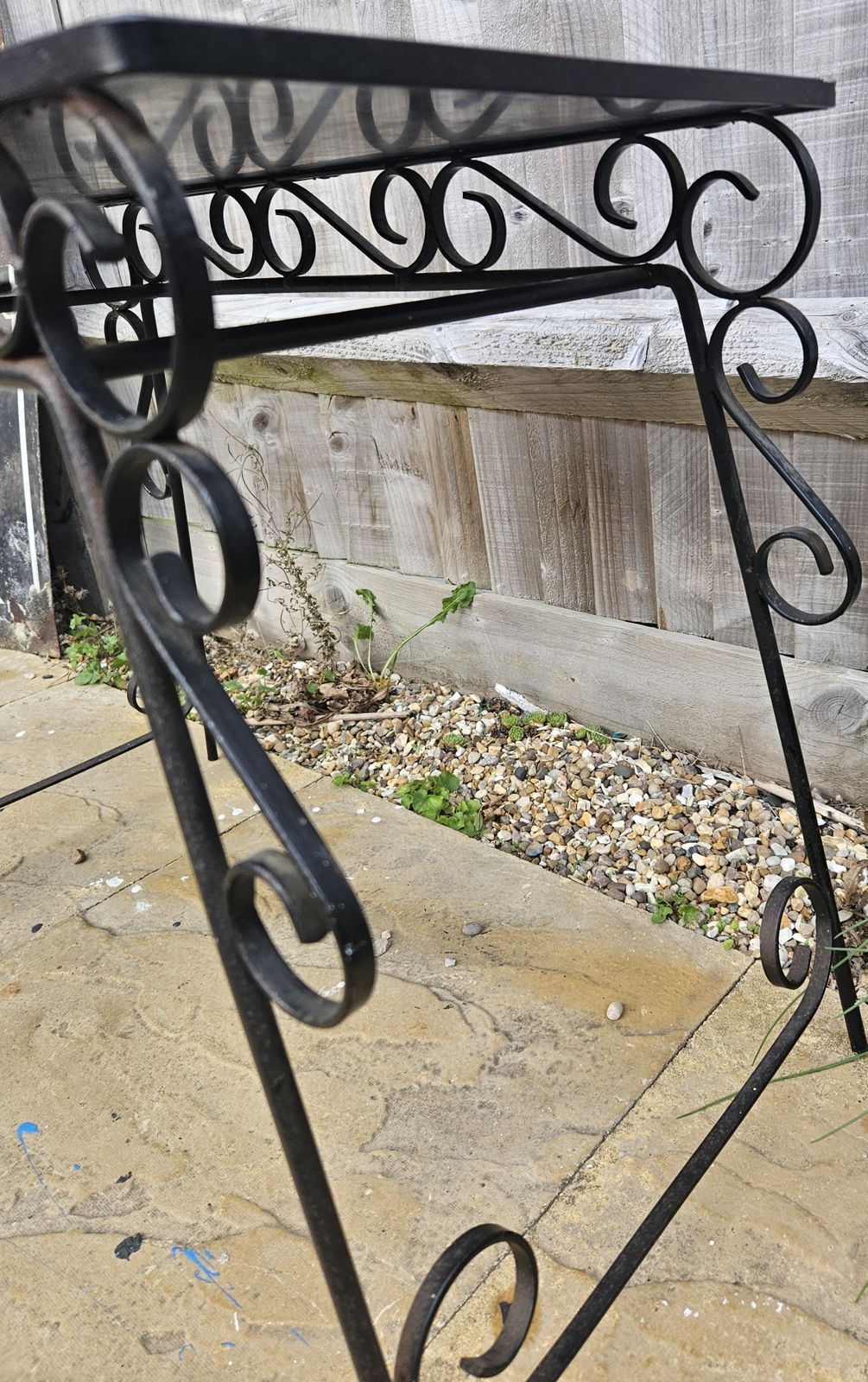 Cast Iron &Black Glass Oriental Side/Coffee Table With Gold Bird Detail photo for sale
